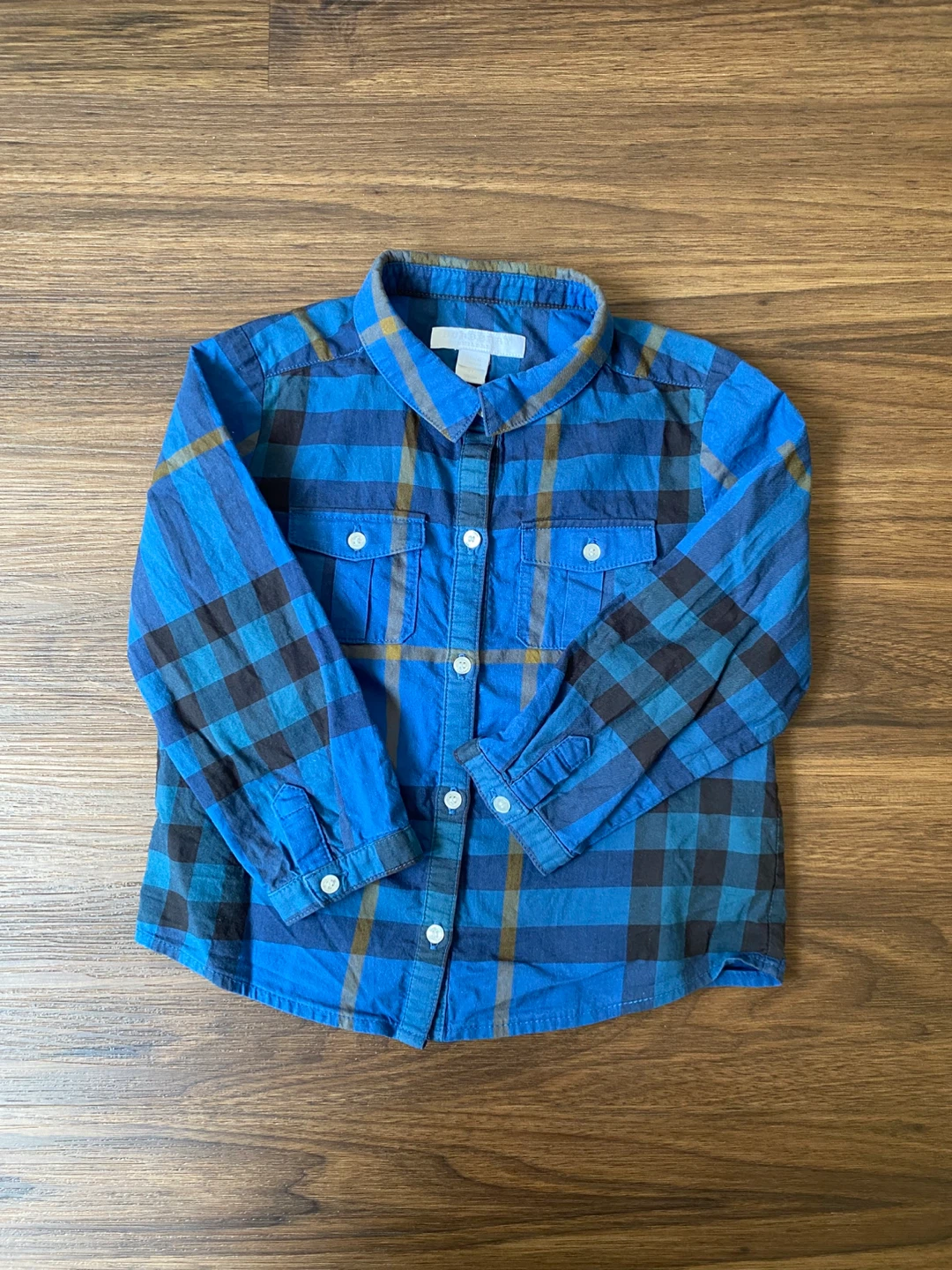 Burberry Children's Plaid Button-Up Shirt - Blue - 3T 🌱