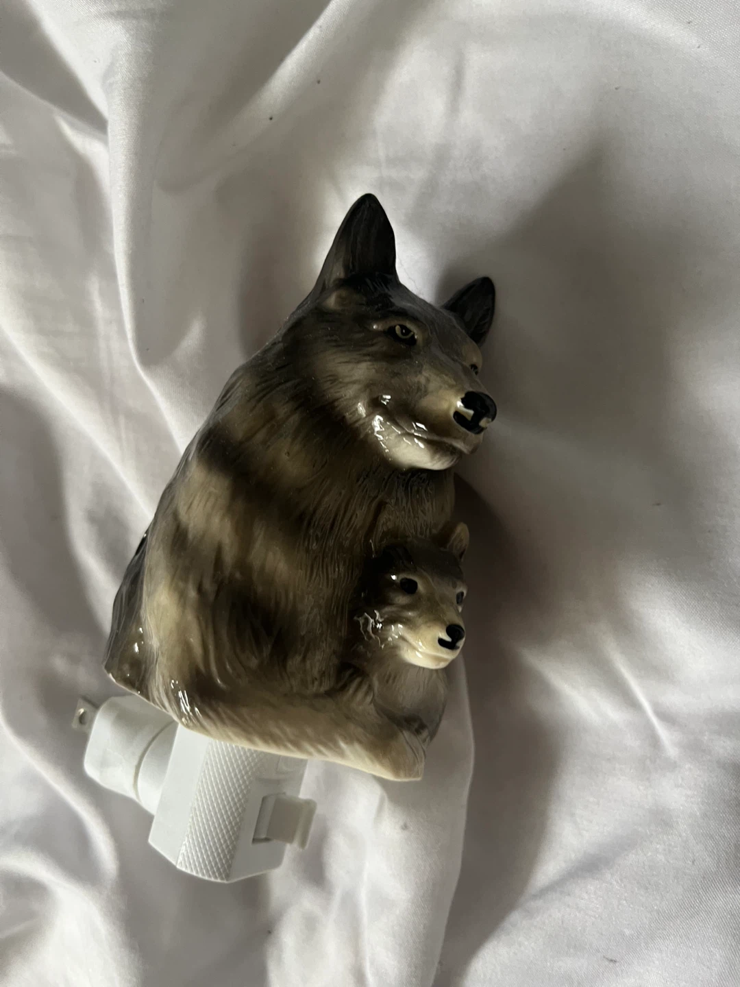 Wolf and Cub Ceramic Night Light