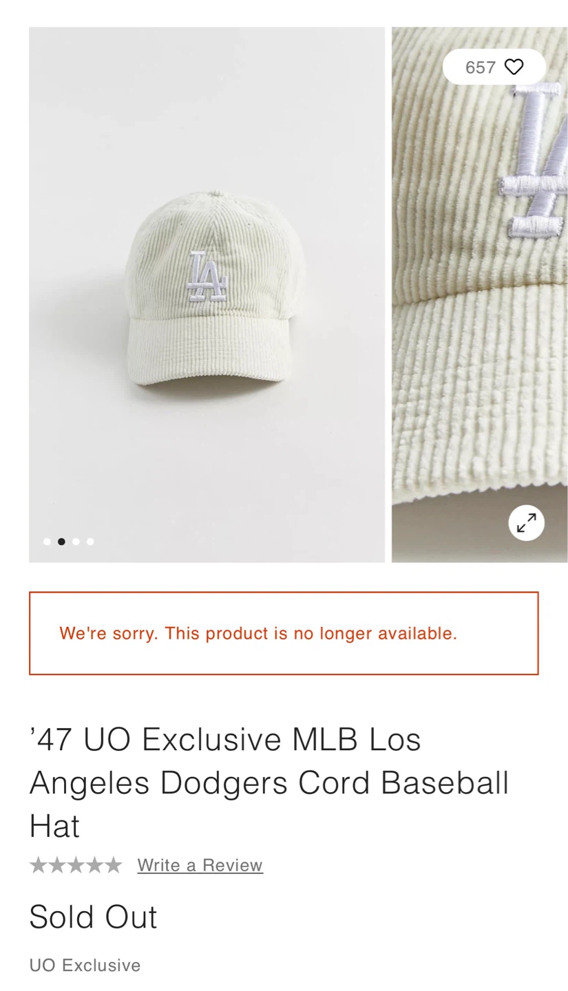 47 Brand Los Angeles Dodgers Corduroy Baseball Hat - photo 3