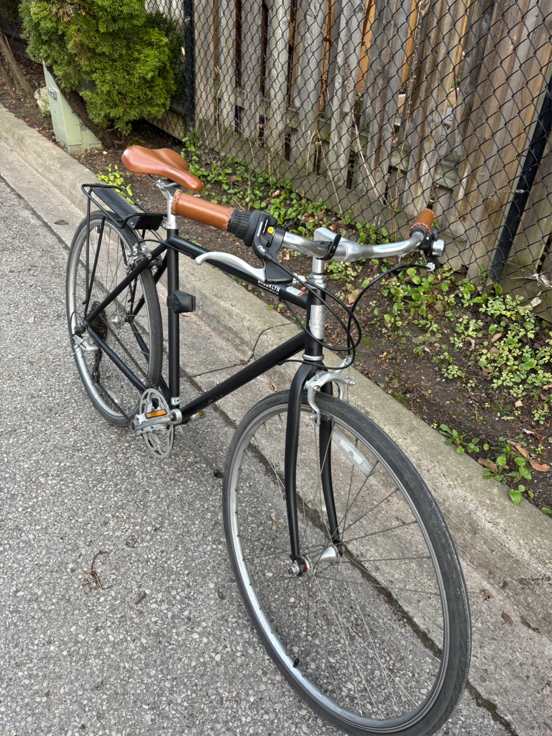 Black Brooklyn Bicycle with Brown Saddle and Handlebars - photo 5