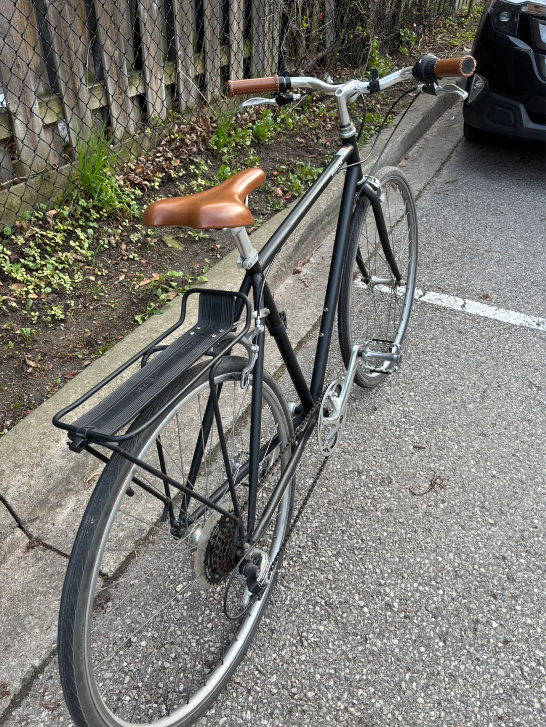 Black Brooklyn Bicycle with Brown Saddle and Handlebars - photo 3