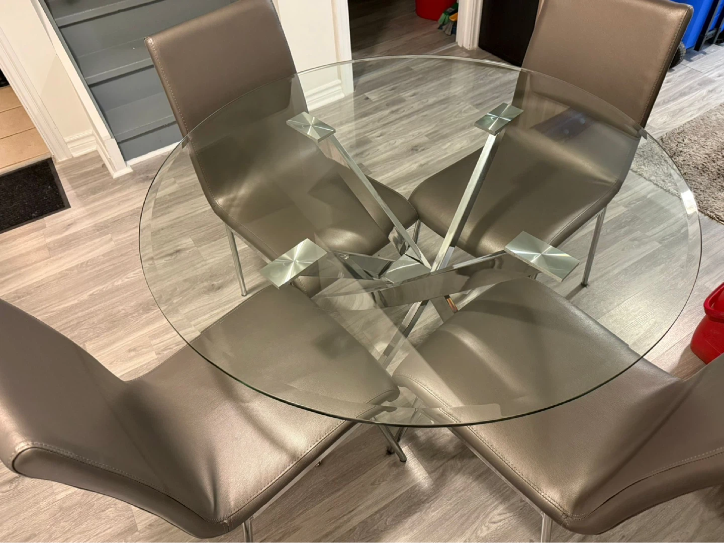 Round Glass Dining Table with Chrome Base