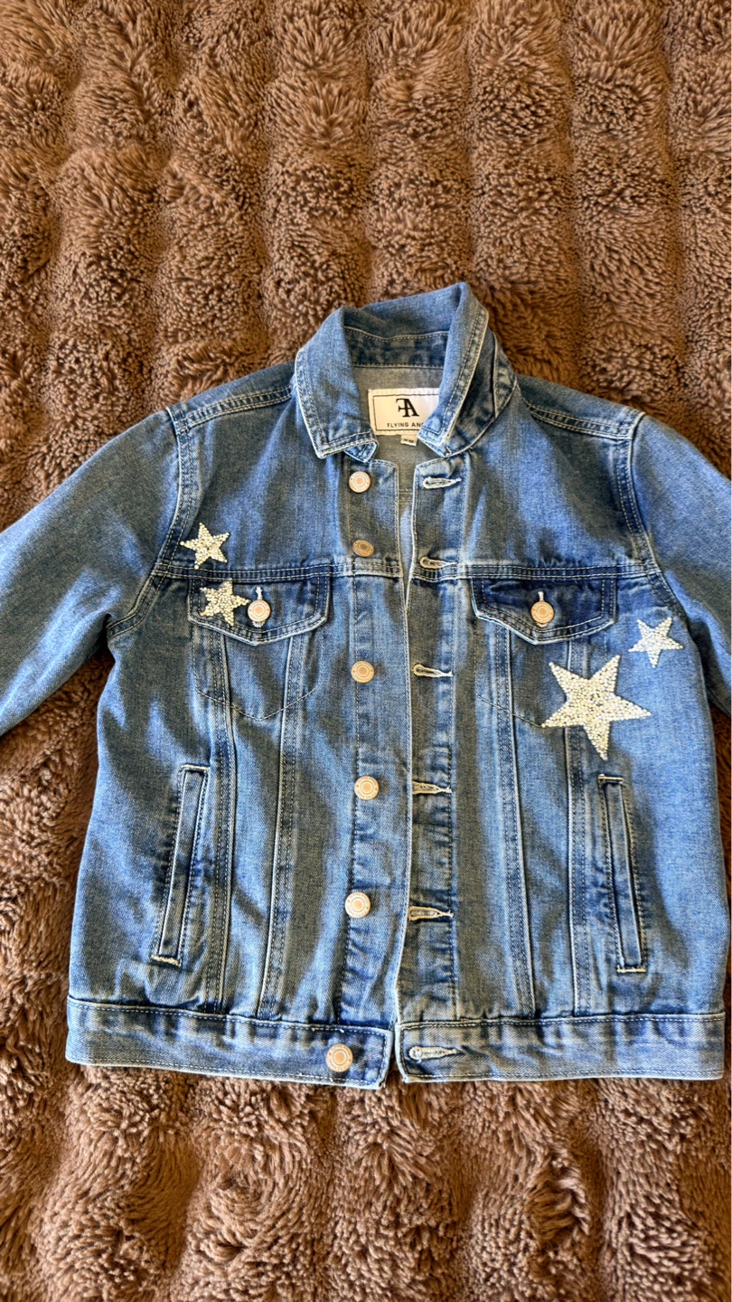 New, Never Worn Denim Jacket with Stars. Size Xs.