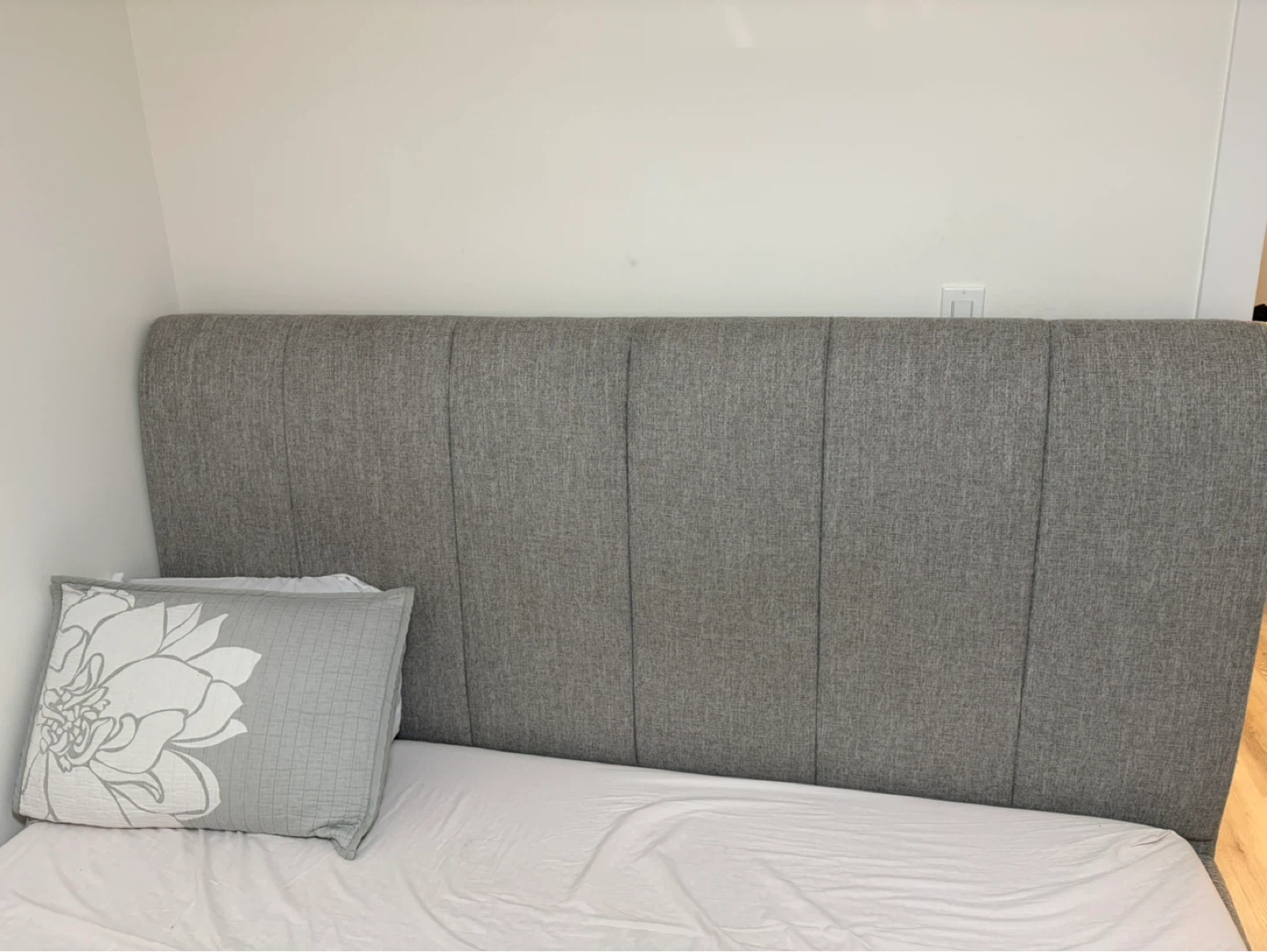 Grey Upholstered Headboard Bed Frame - photo 2
