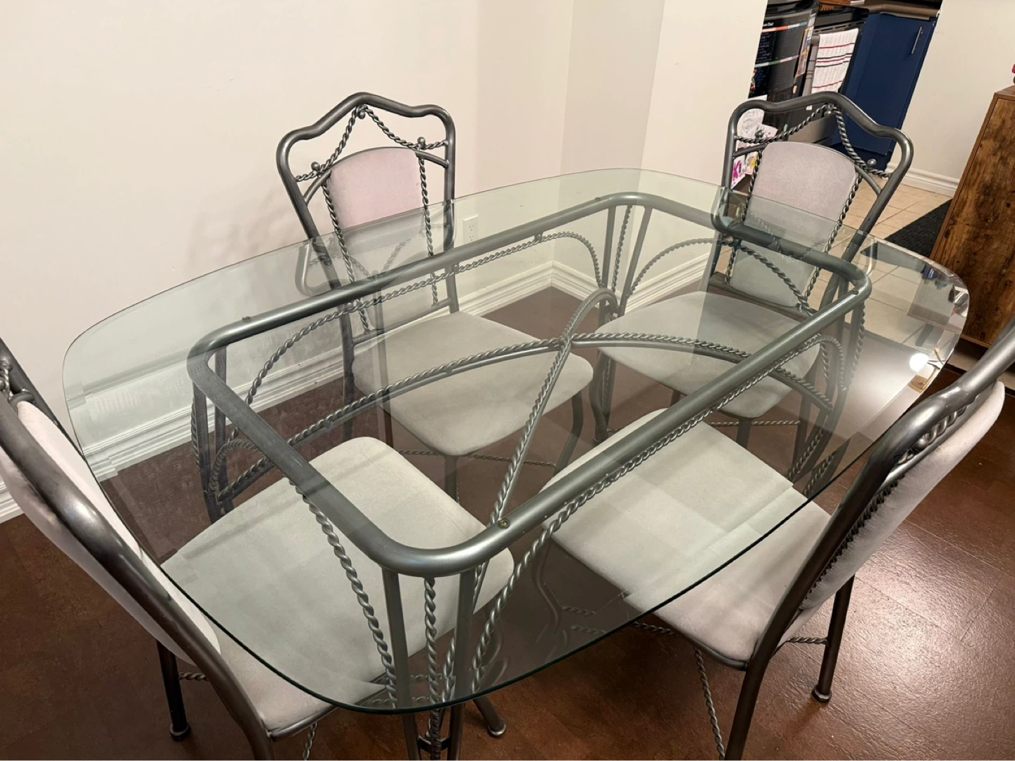Glass Dining Table with 4 Chairs