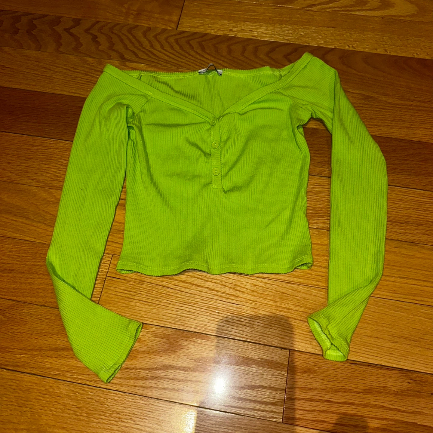 Lime Green Off-the-Shoulder Ribbed Top