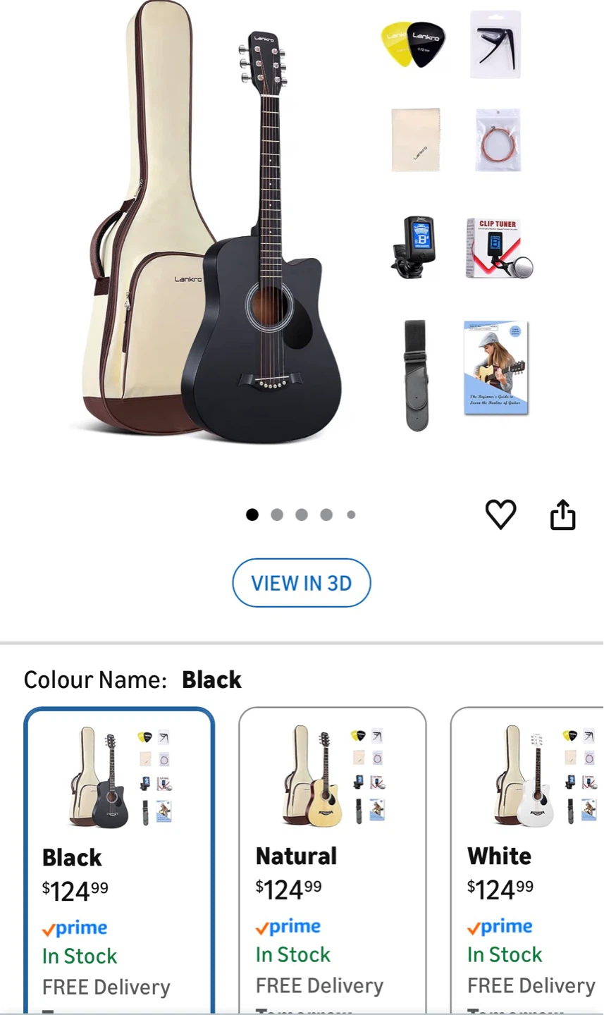 Lankro Acoustic Guitar - Black - photo 3
