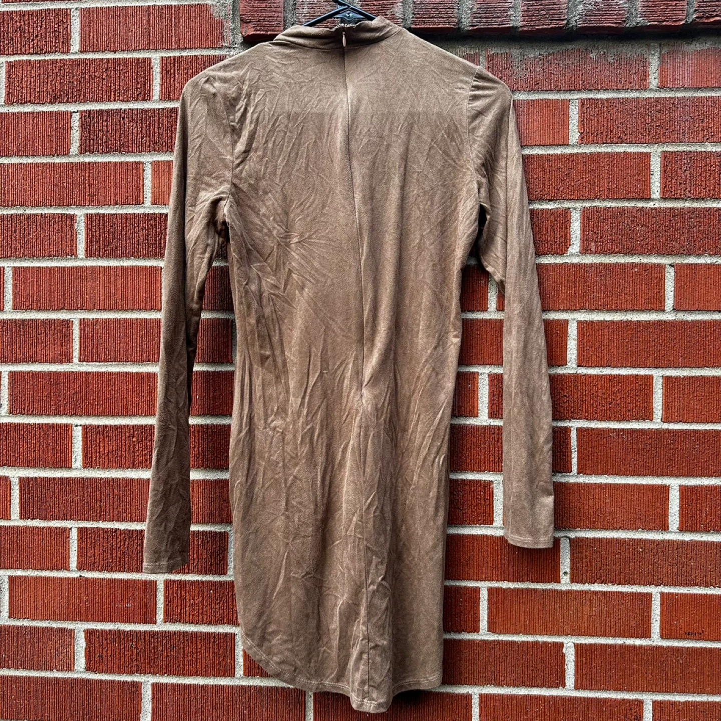 Brown Long Sleeve Mock Neck Midi Dress - Size Medium - photo 3