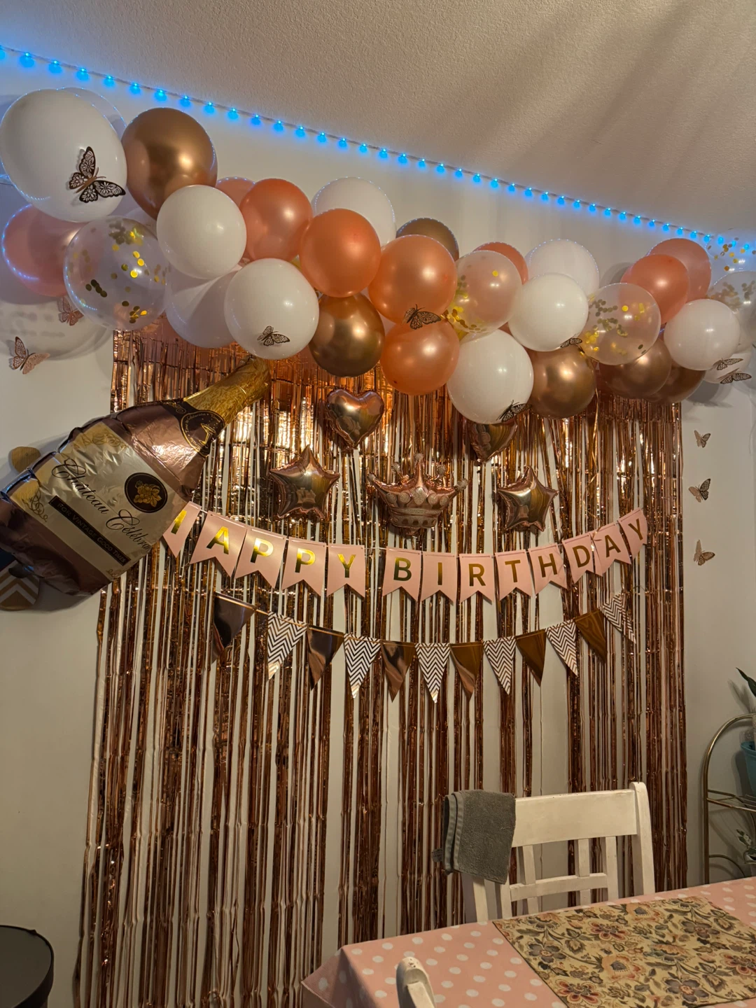 Rose Gold Butterfly Birthday Decor Set