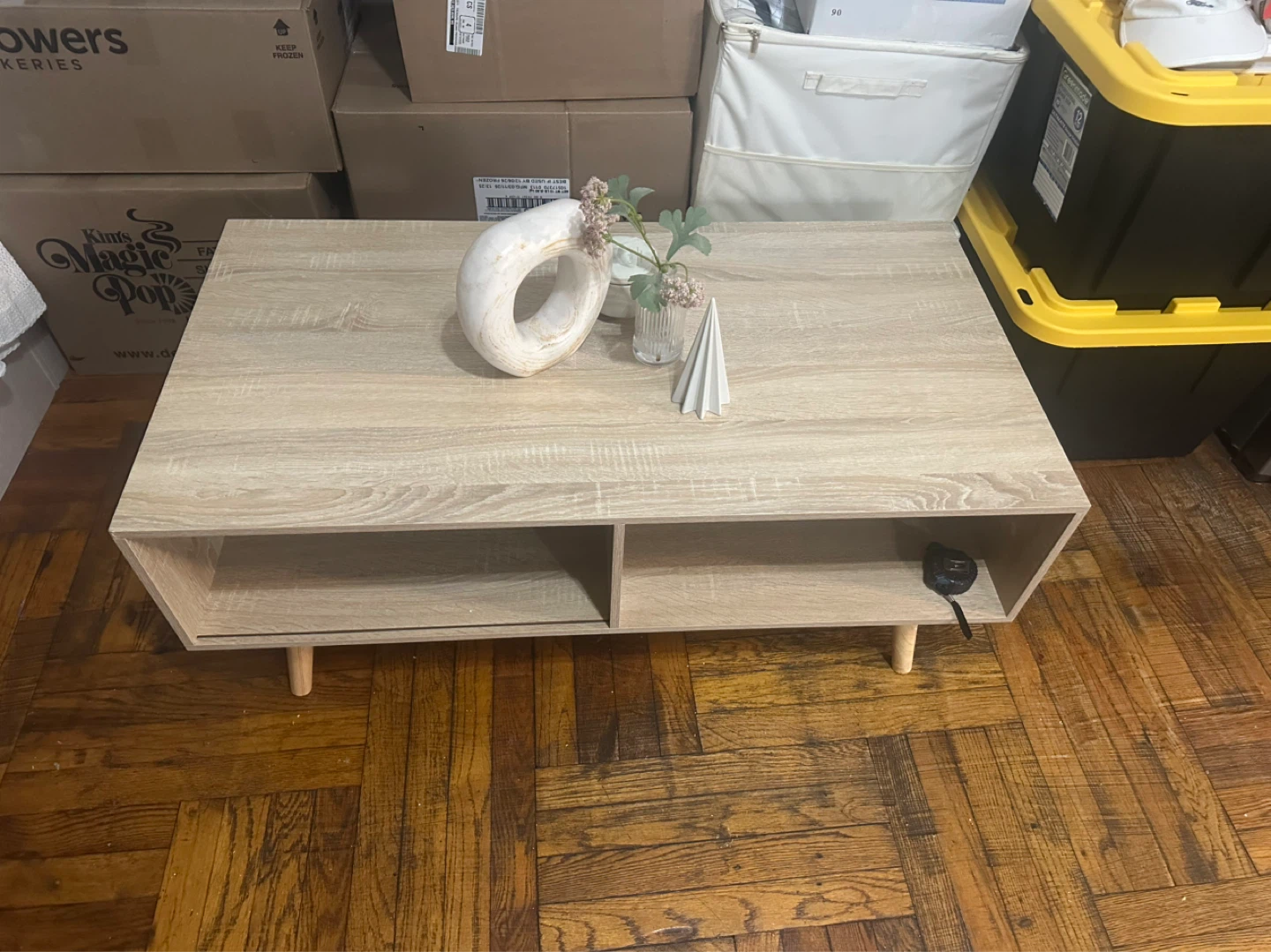 Light Wood Coffee Table with Storage