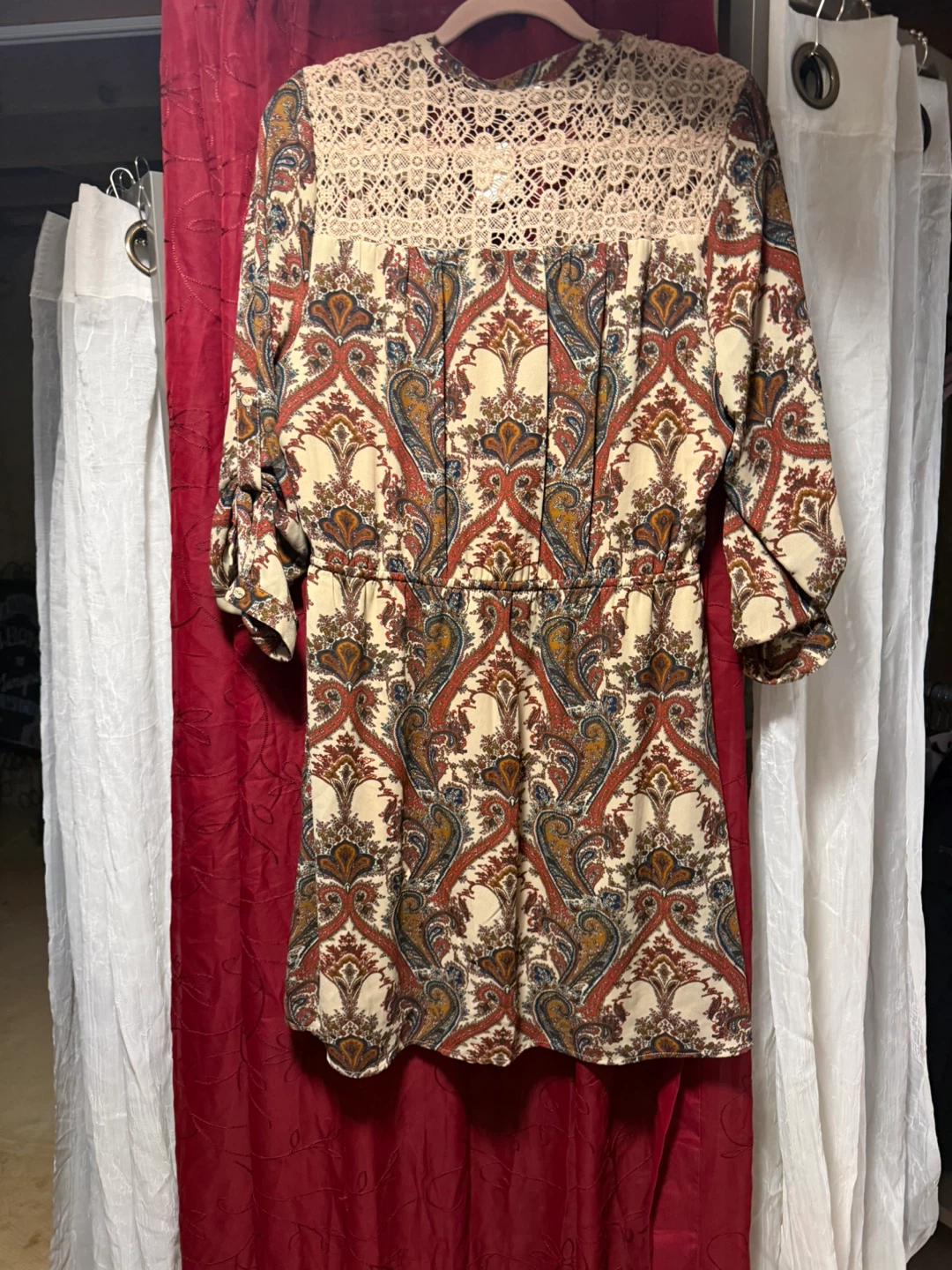 DR2 Paisley Lace Trim Dress Size L - photo 2