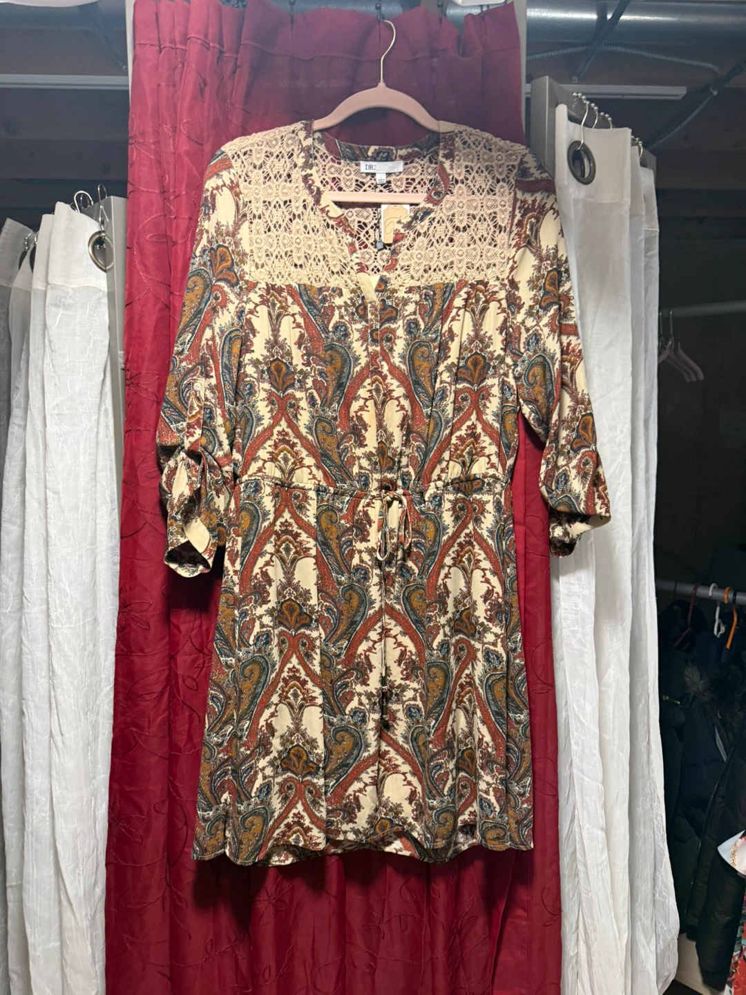 DR2 Paisley Lace Trim Dress Size L - photo 3