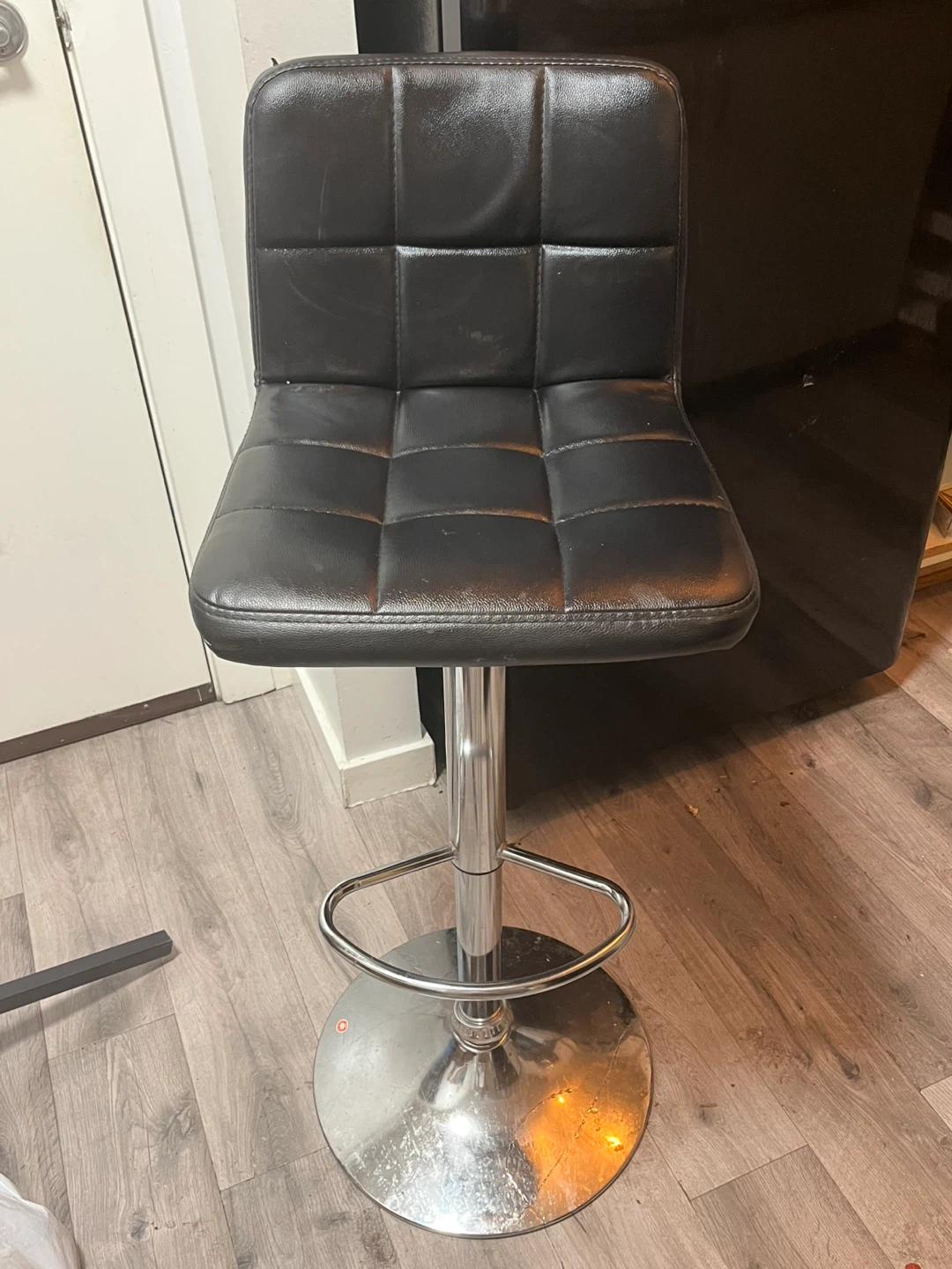 Black Faux Leather Bar Stool
