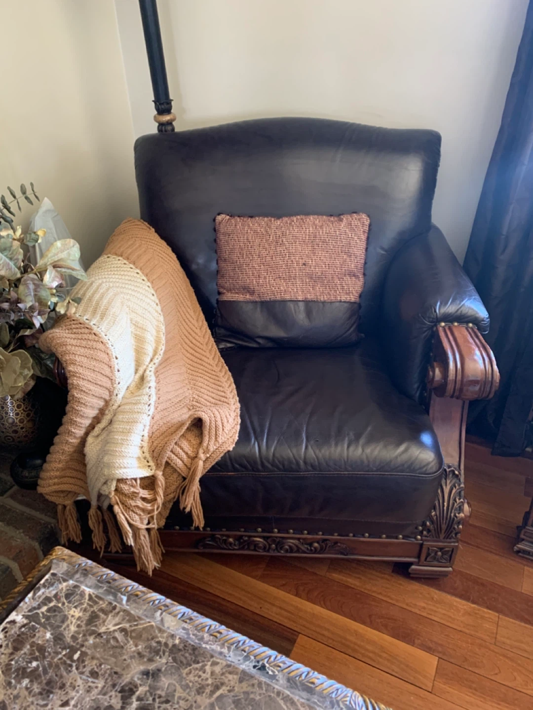 Dark Brown Leather Sofa Set - photo 4