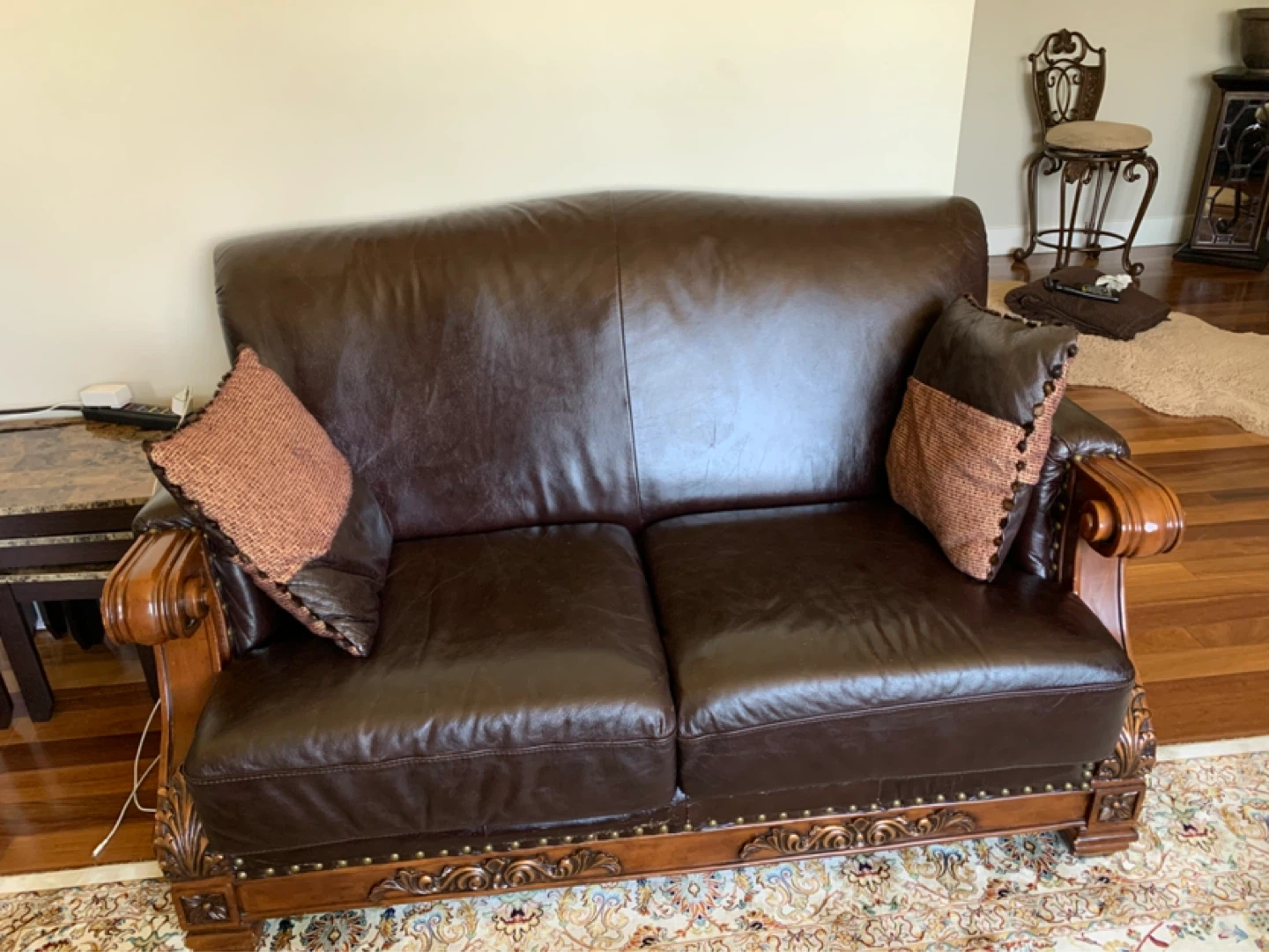 Dark Brown Leather Sofa Set - photo 3