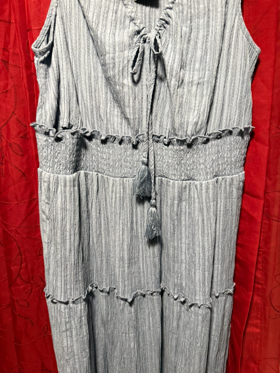Lucky Brand Blue Tiered Midi Dress - Size L - photo 4