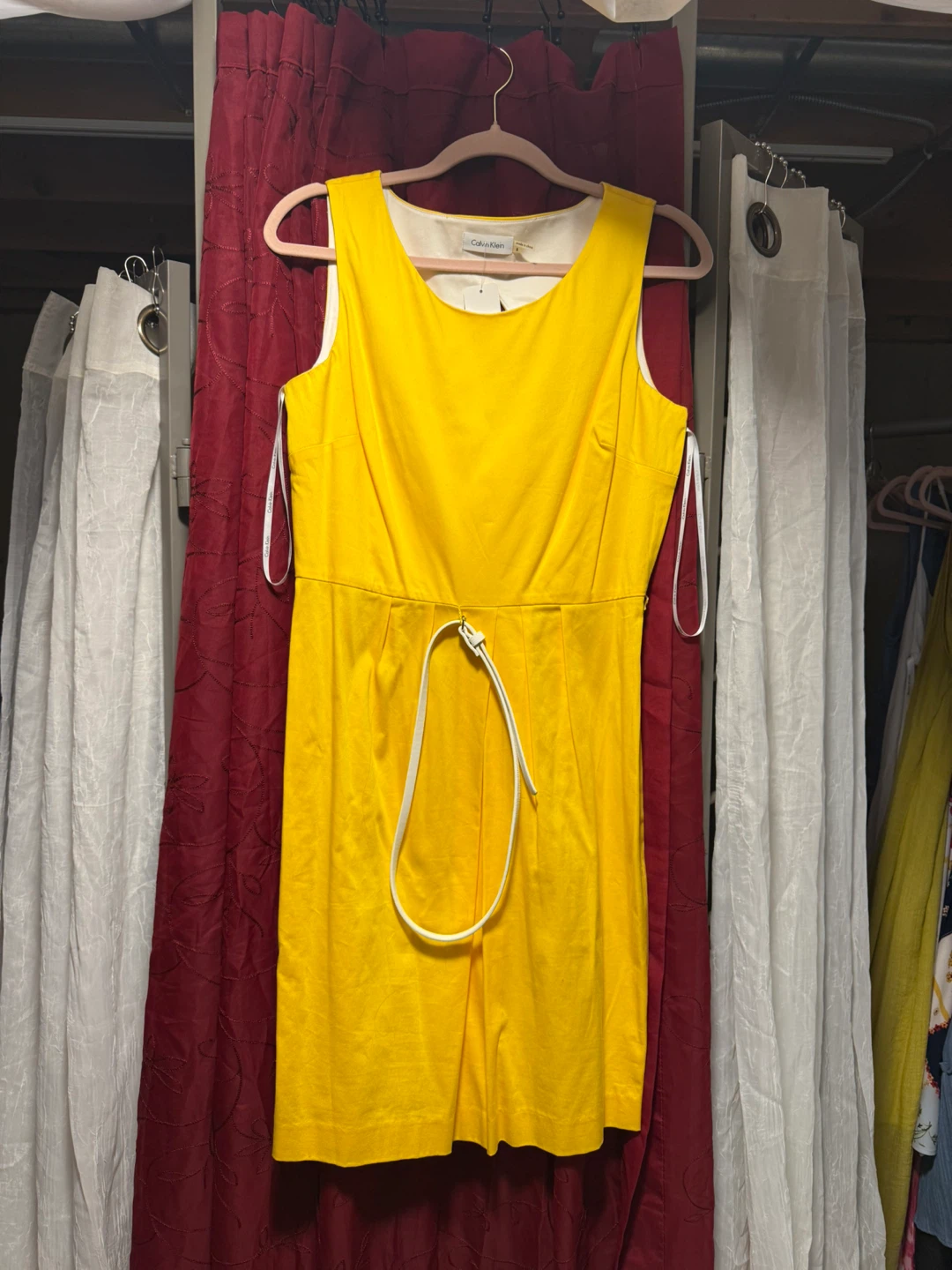 Calvin Klein Yellow Cotton Blend Sleeveless Dress Size 8 - photo 2