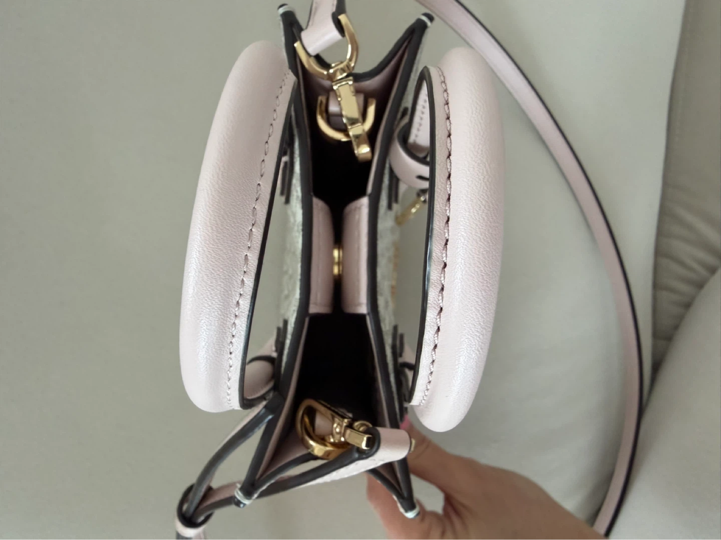 Michael Kors "MK" Logo Mini Mercer Tote Bag - Pink & White - photo 5