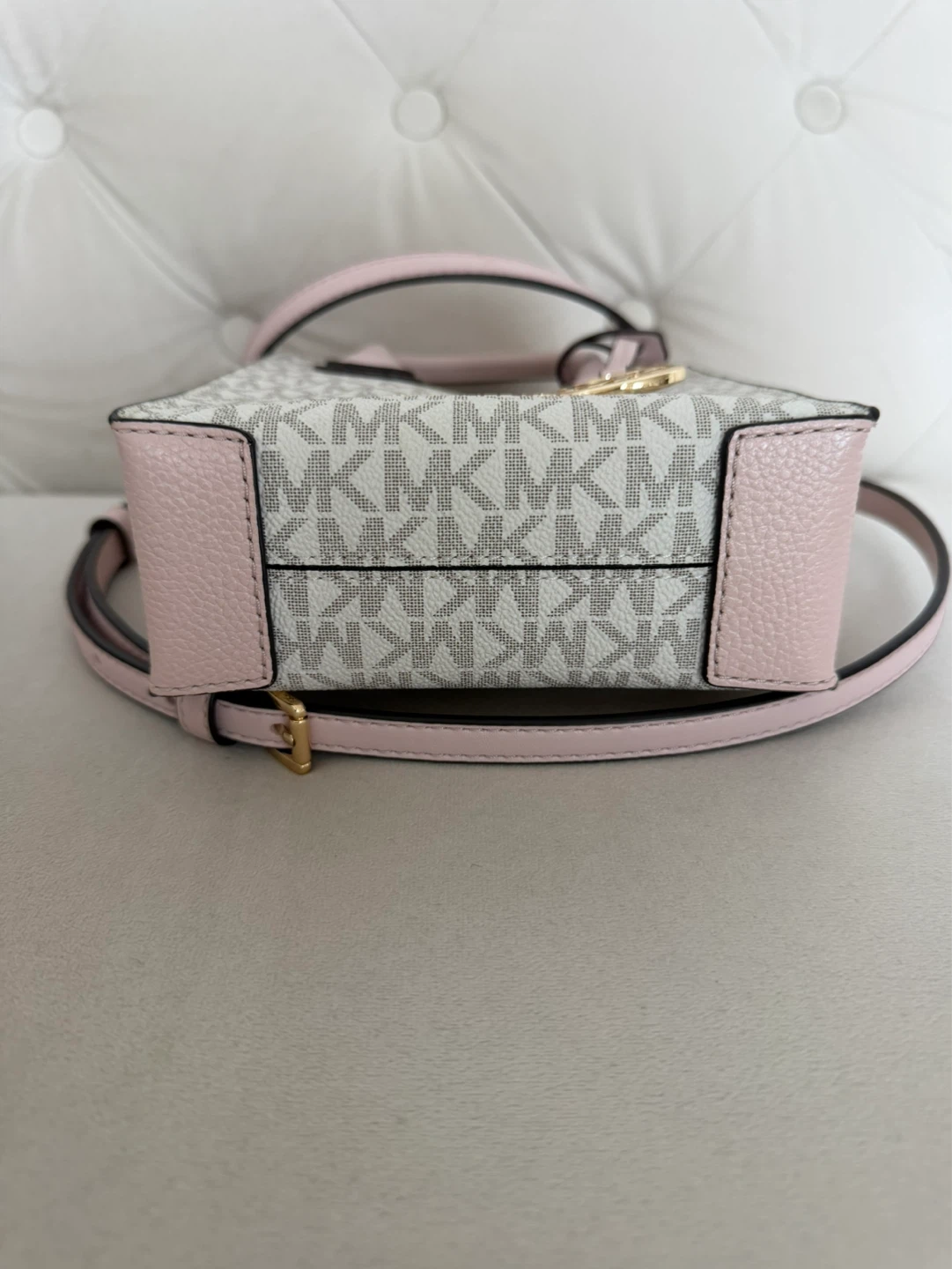 Michael Kors "MK" Logo Mini Mercer Tote Bag - Pink & White - photo 4