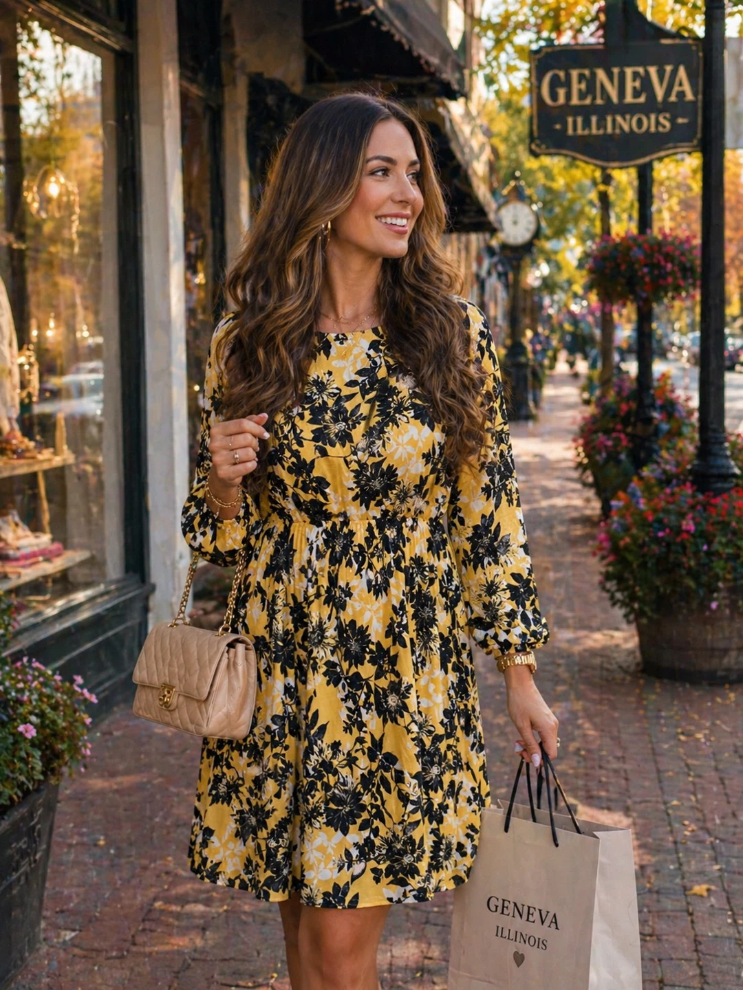 Yellow Floral Print Dress