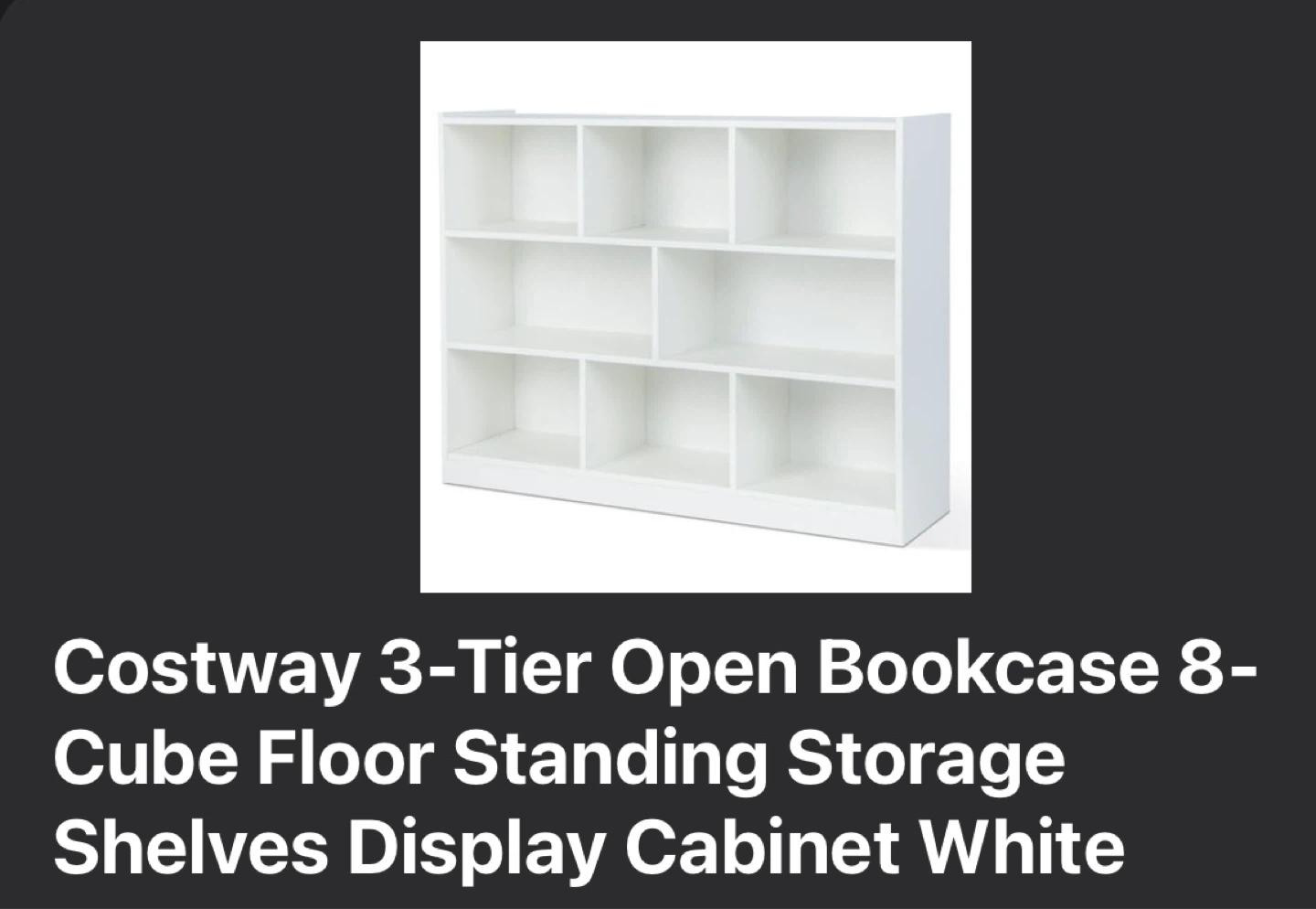 Costway 3-Tier 8-Cube Bookcase Storage Shelves White - photo 2