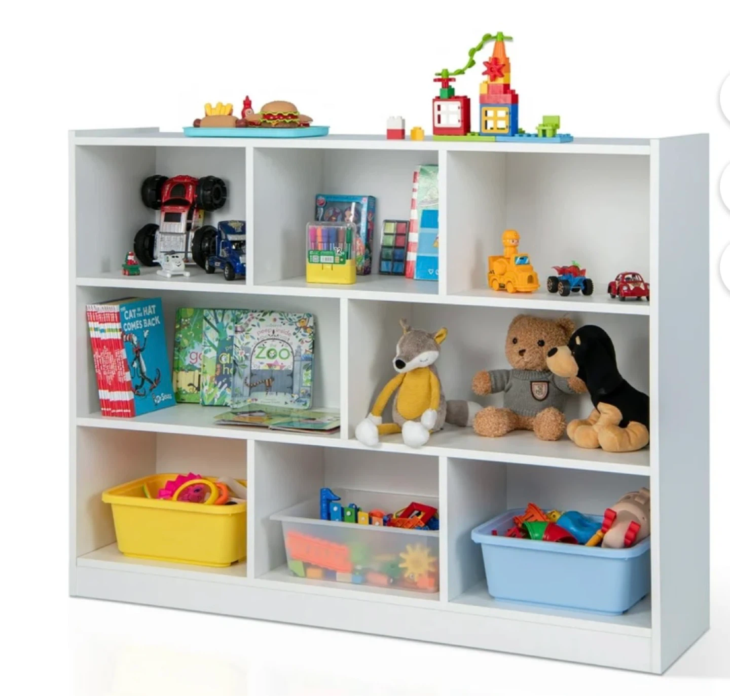 Costway 3-Tier 8-Cube Bookcase Storage Shelves White
