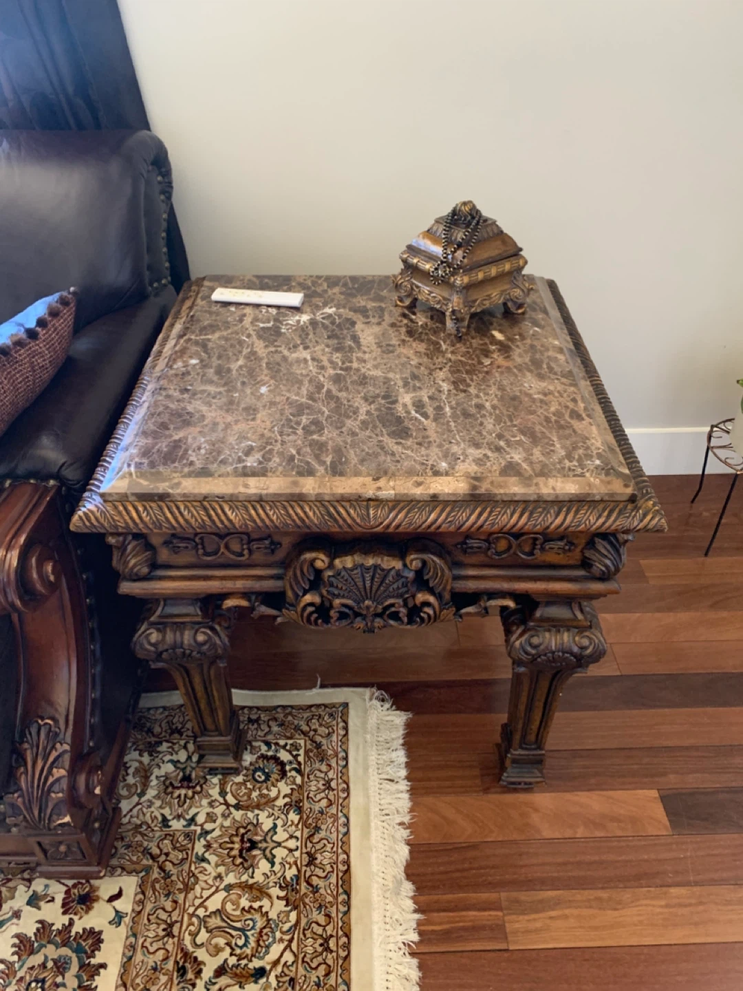Ornate Coffee Table with Marble Top-set of 3 - photo 4
