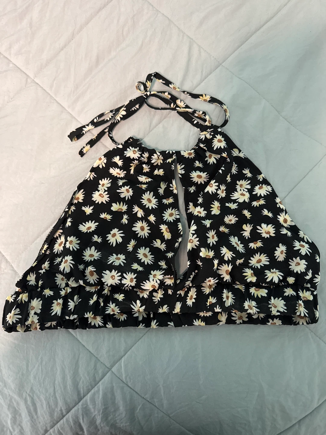 SHEIN Black Daisy Halter Top