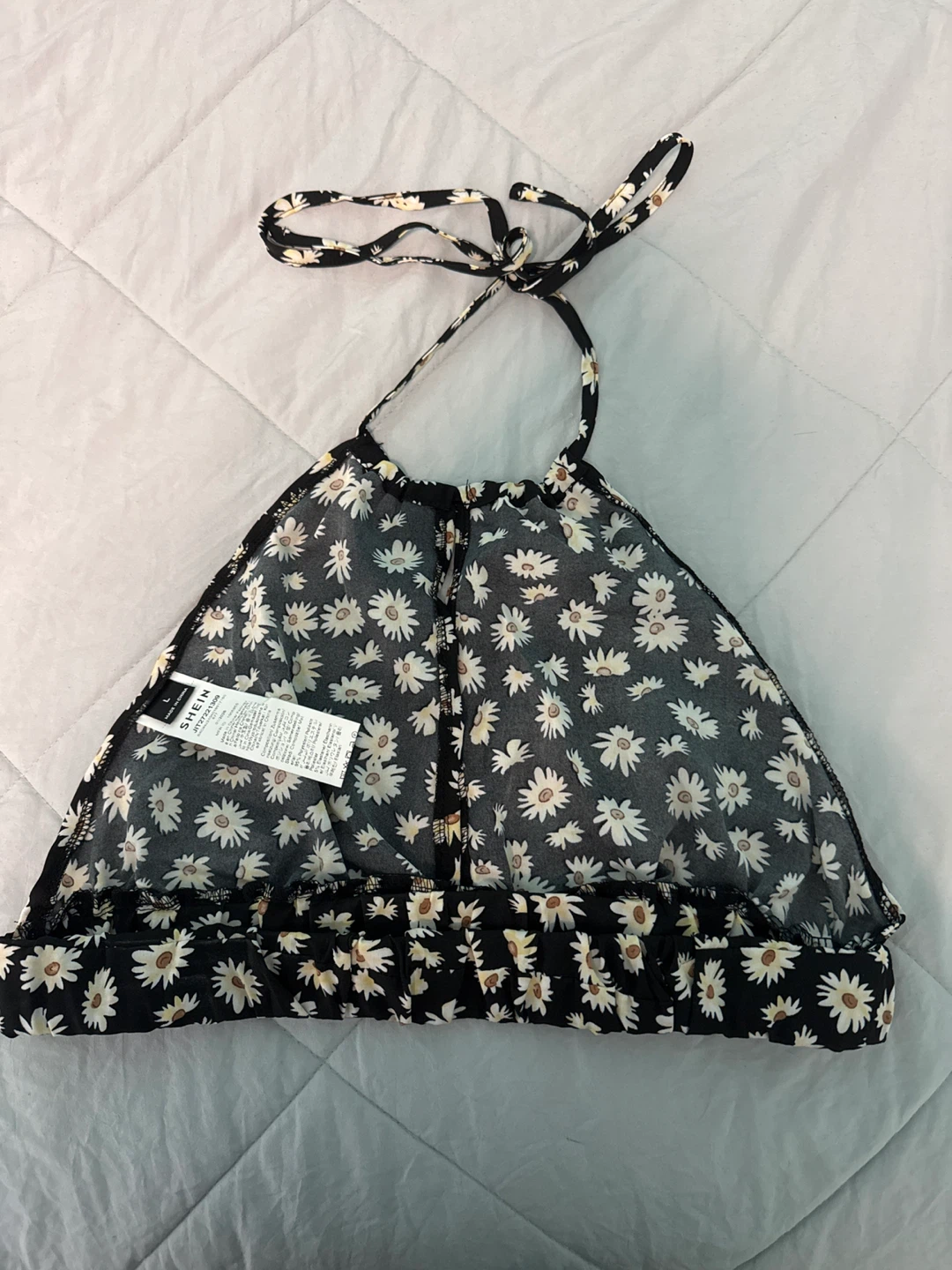 SHEIN Black Daisy Halter Top - photo 2