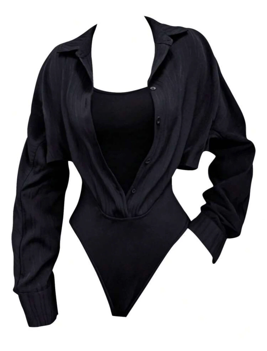 Black Long Sleeve Bodysuit - photo 2