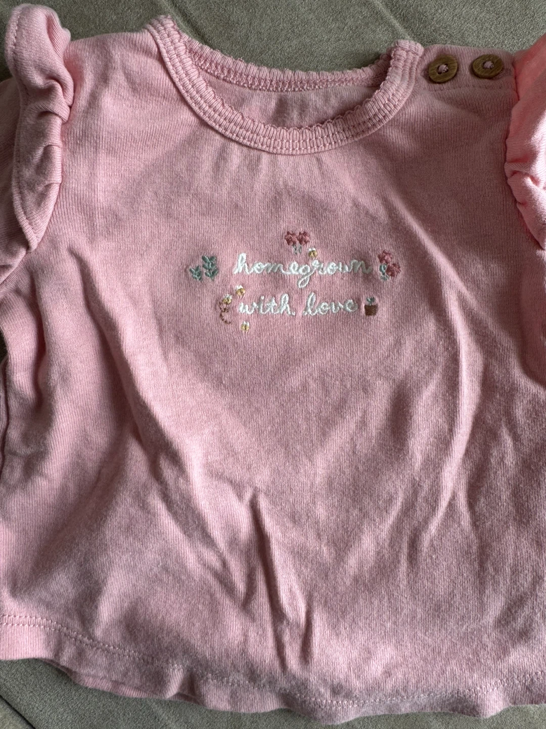 Pink Long Sleeve "Homegrown with Love" Baby Top - photo 2
