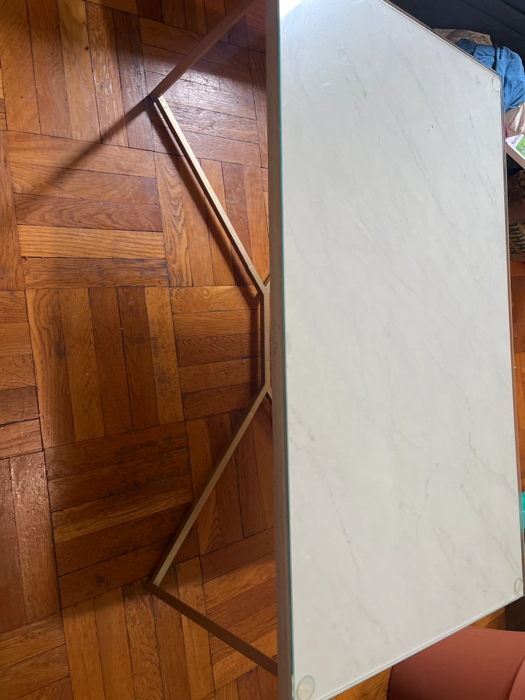 Table with Gold Metal Legs and tempered glass top - photo 5