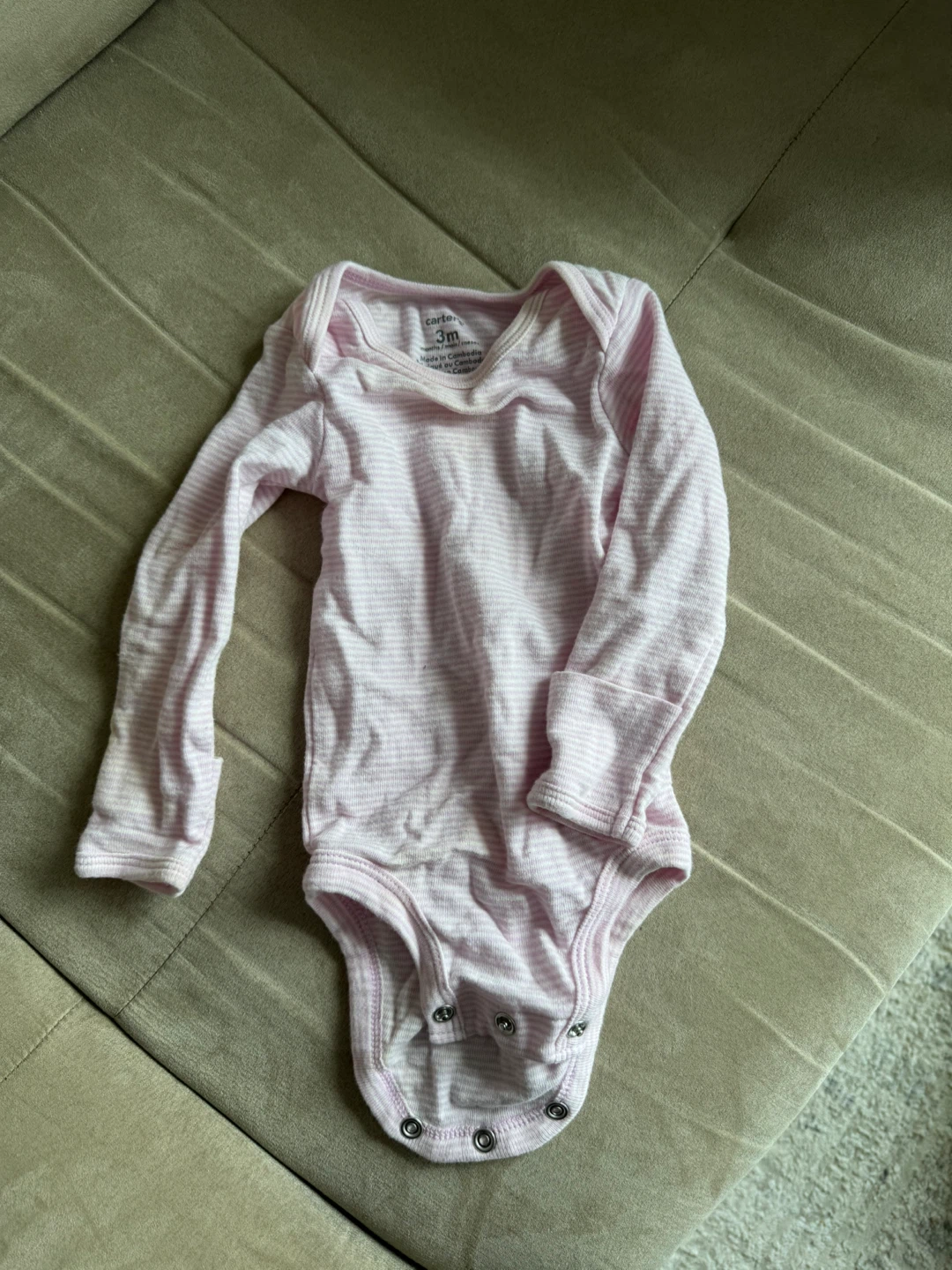 Carter's Pink Striped Long Sleeve Bodysuit - 3M