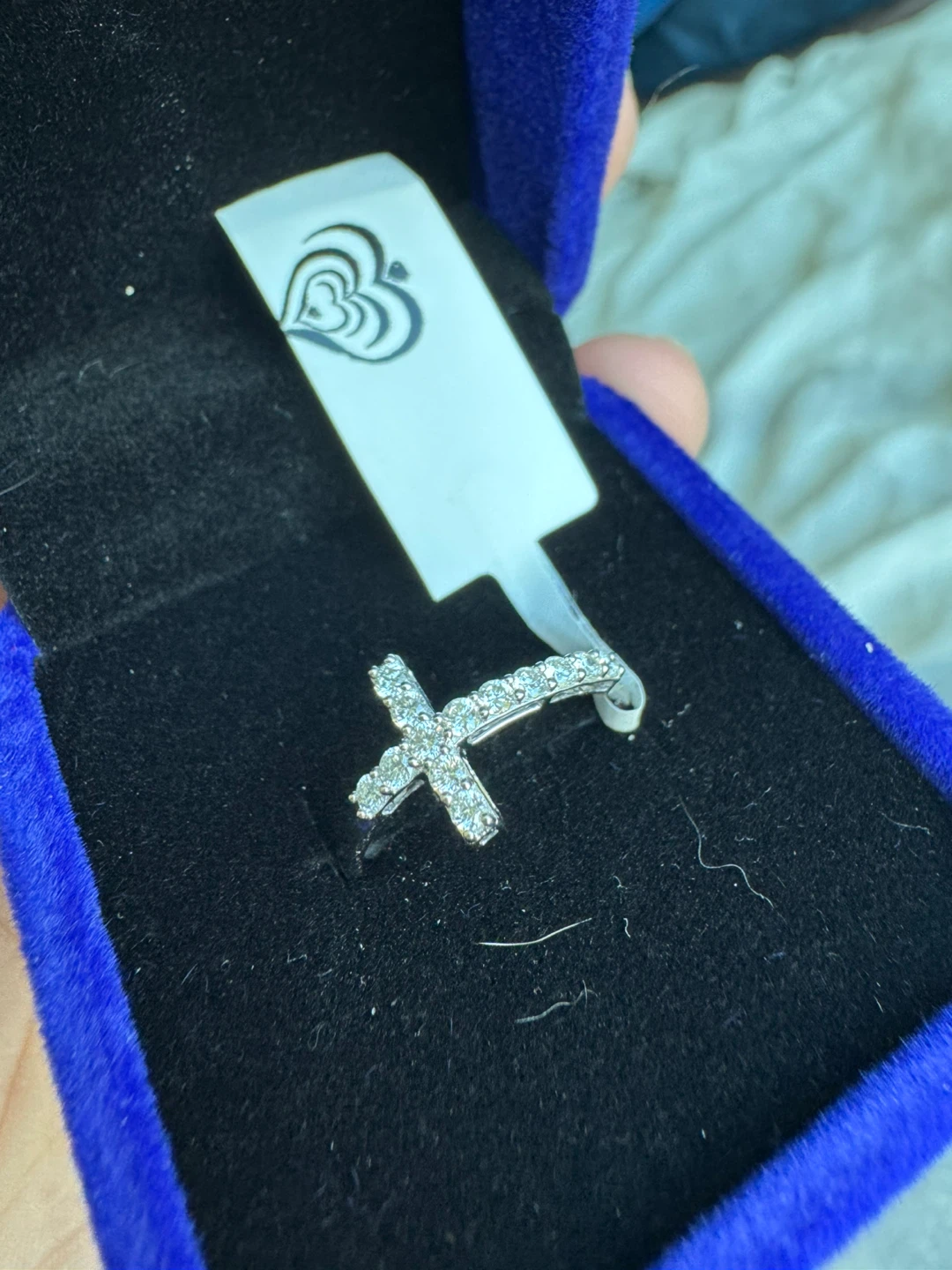 K18 White Gold Natural Diamond Cross Ring - photo 5