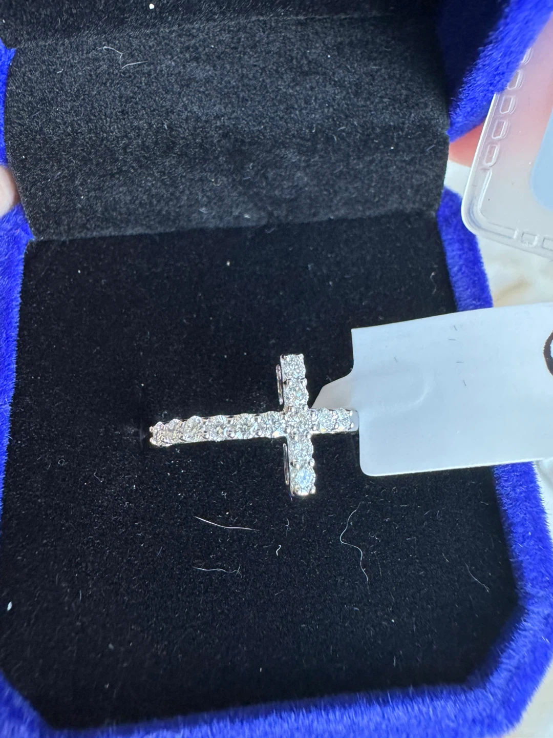 K18 White Gold Natural Diamond Cross Ring - photo 3