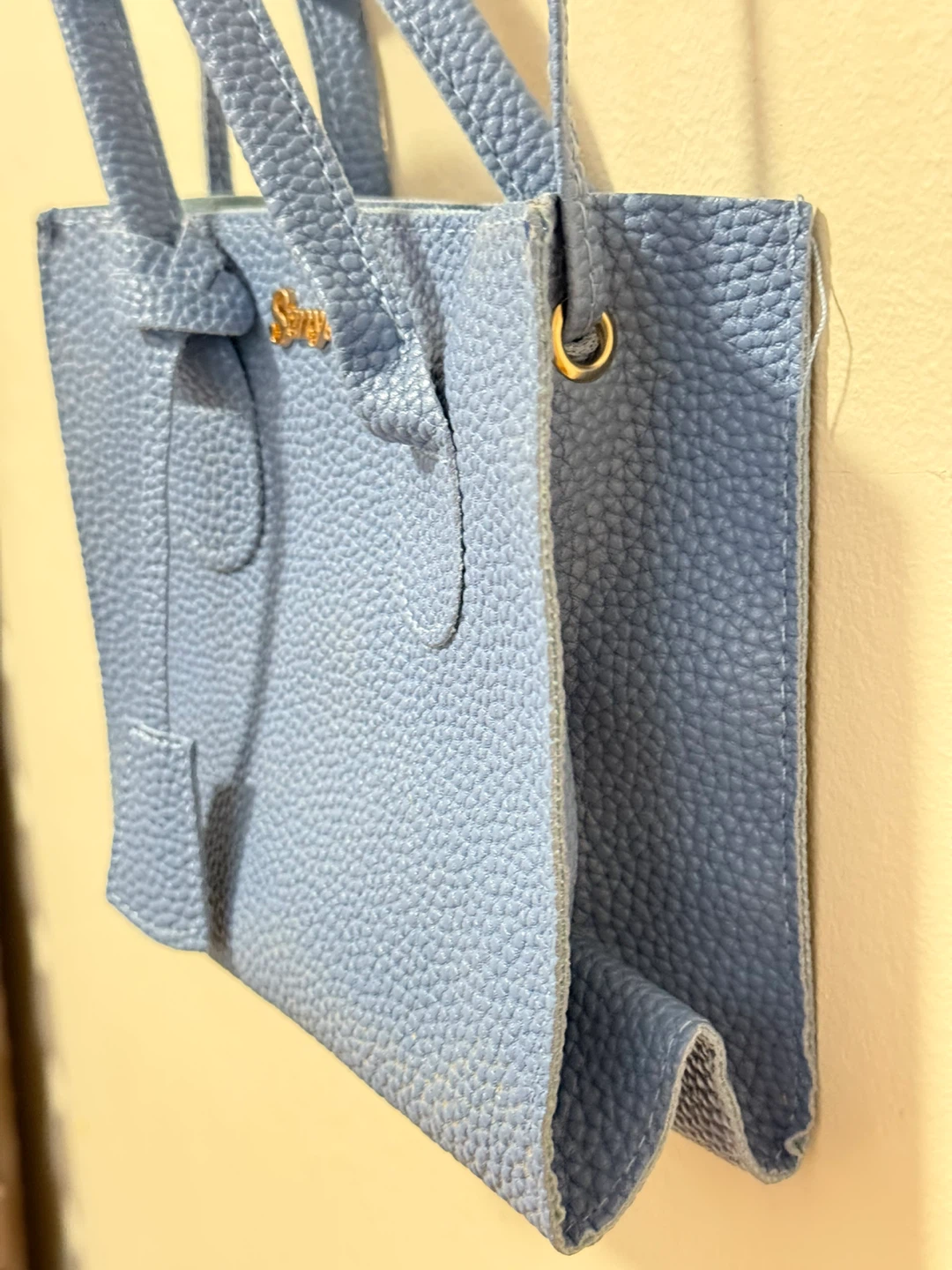Sengumuo Blue Faux Leather Mini Tote Bag - photo 3
