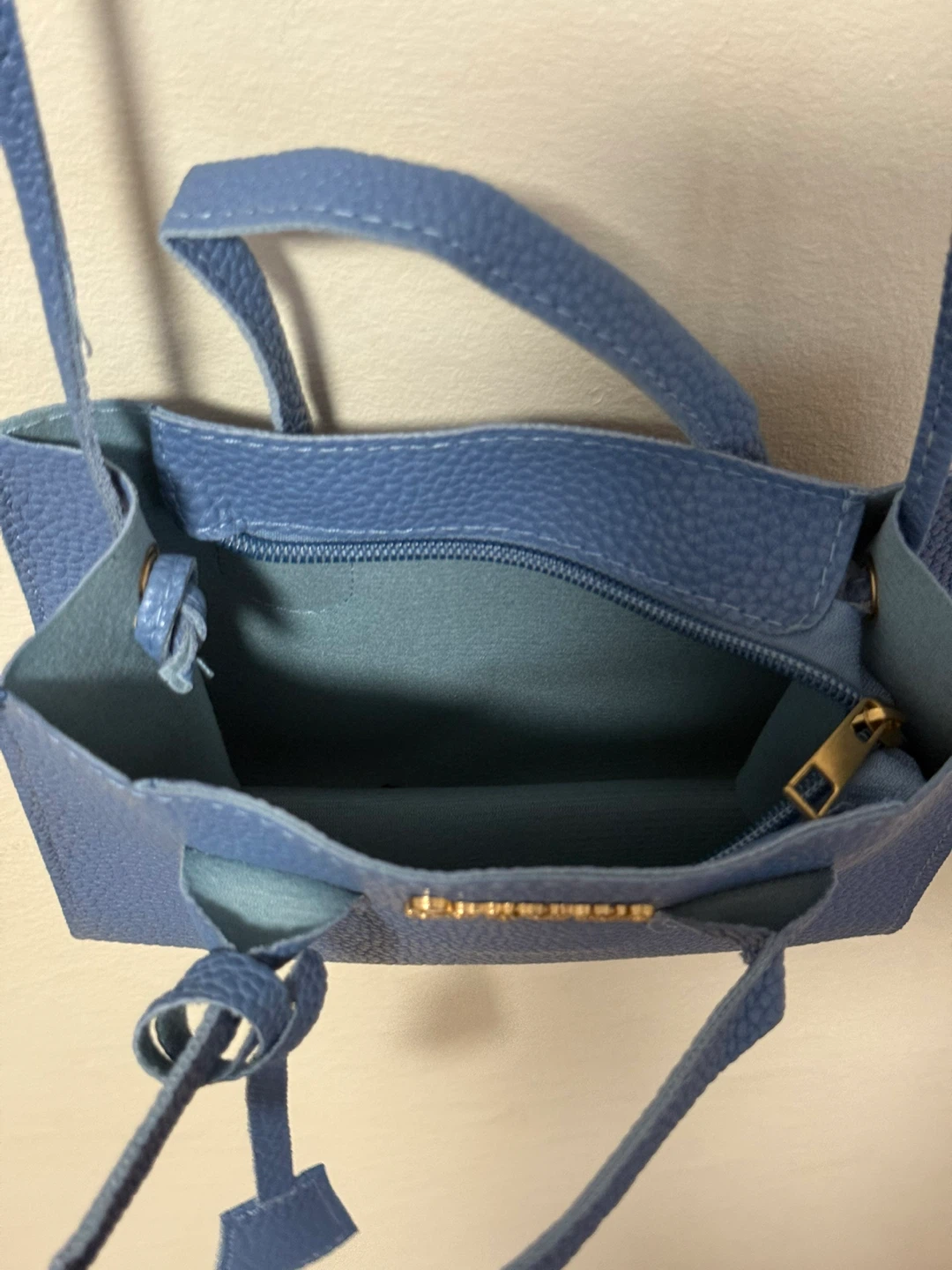 Sengumuo Blue Faux Leather Mini Tote Bag - photo 5