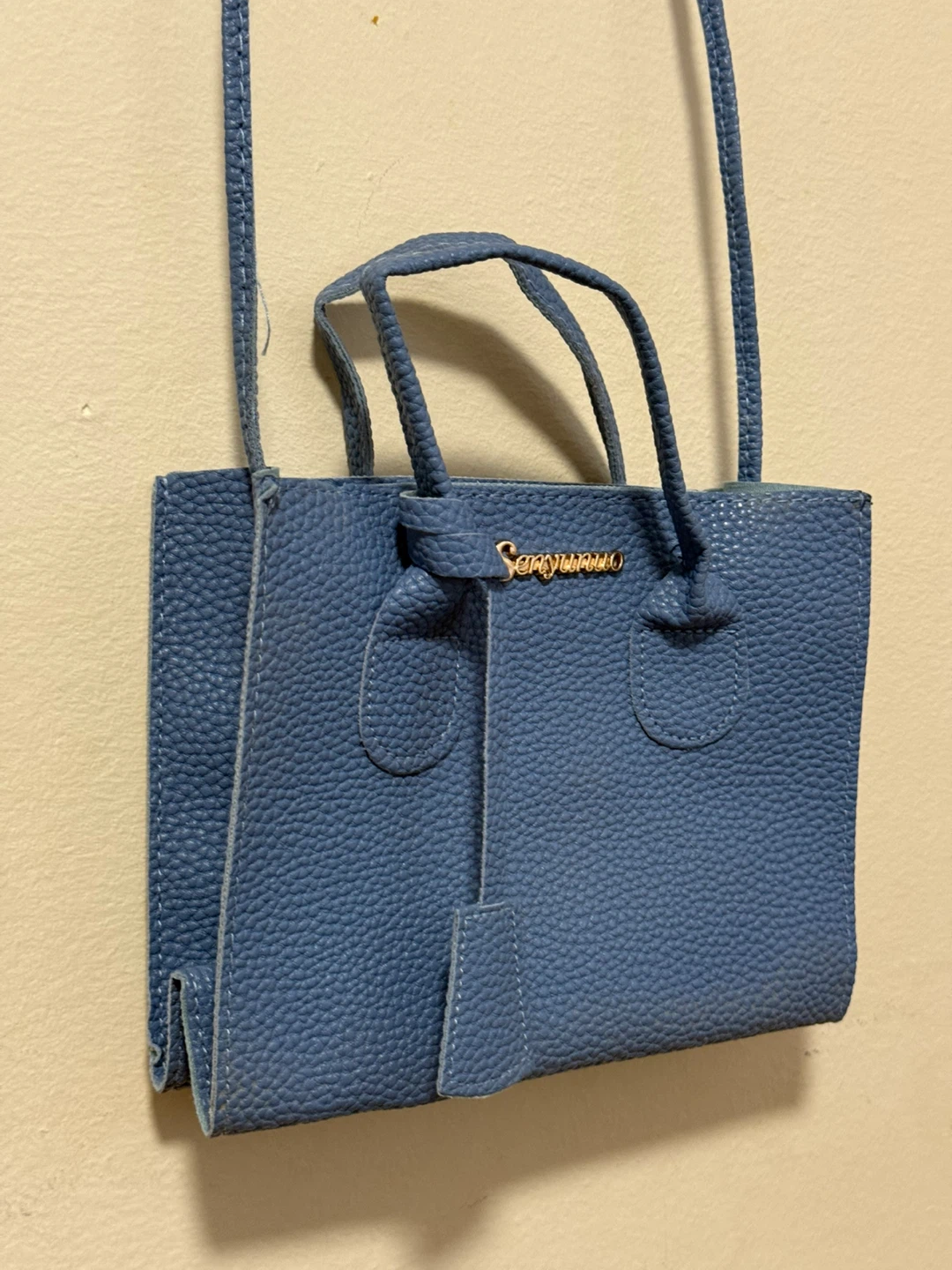 Sengumuo Blue Faux Leather Mini Tote Bag - photo 2