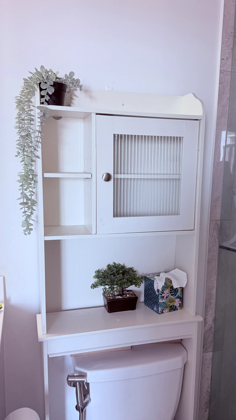 White Over-the-Toilet Storage Cabinet with Door