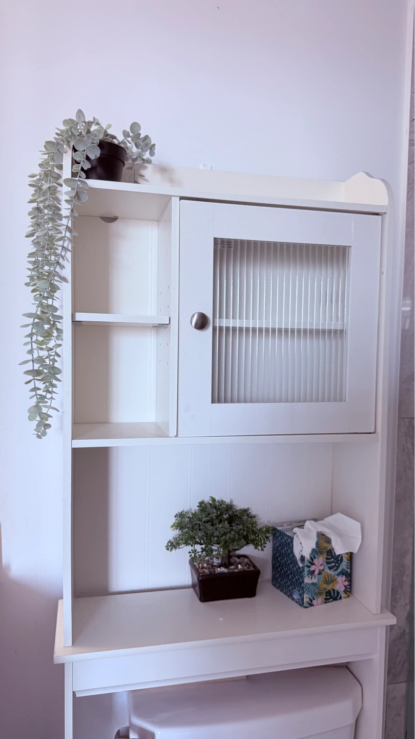 White Over-the-Toilet Storage Cabinet with Door - photo 2