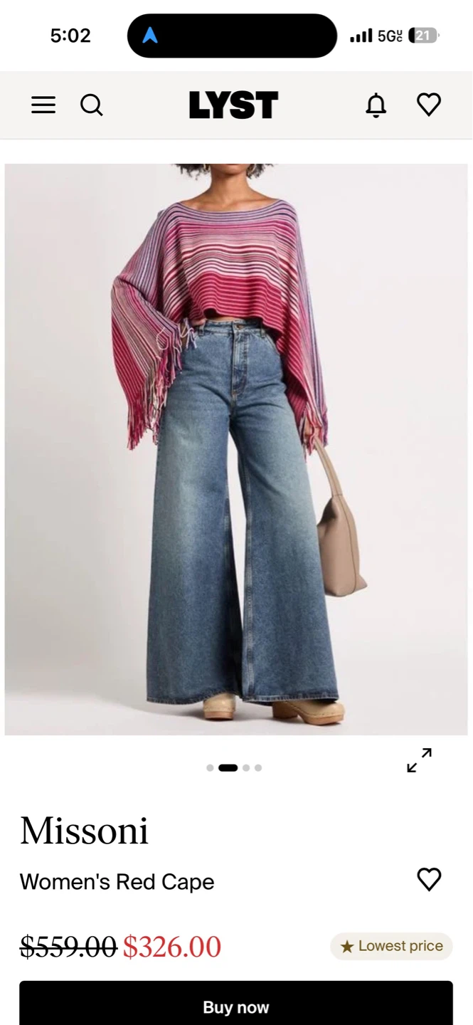Missoni Women's Red Striped Knit Poncho - photo 2