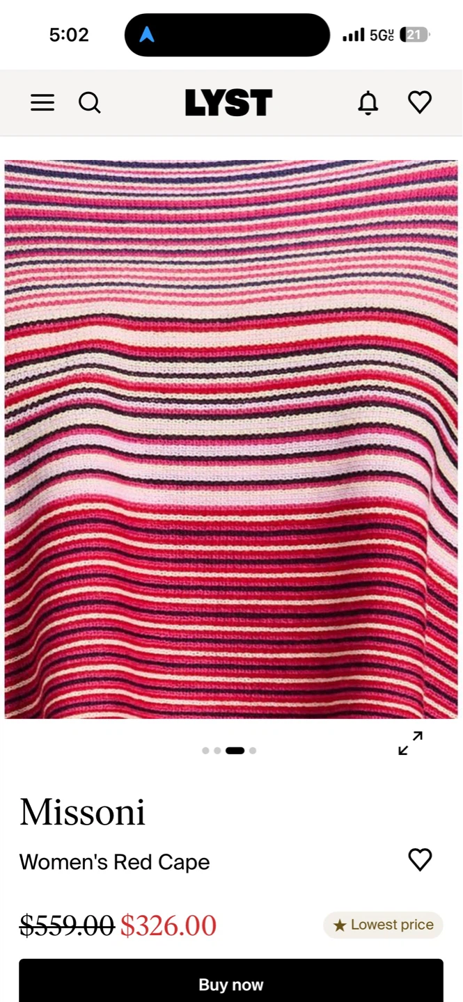 Missoni Women's Red Striped Knit Poncho - photo 3
