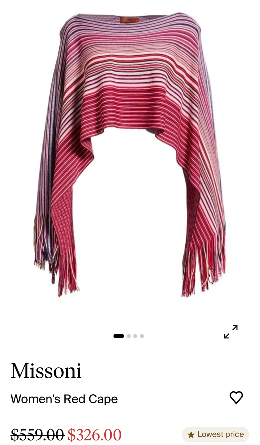 Missoni Women's Red Striped Knit Poncho