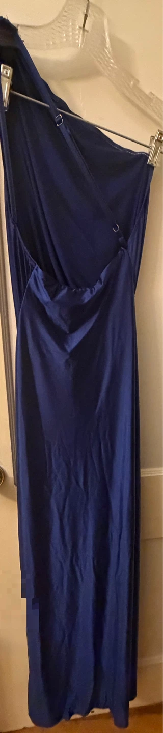 OYS Navy One-Shoulder Ruched High-Slit Maxi Dress - photo 3