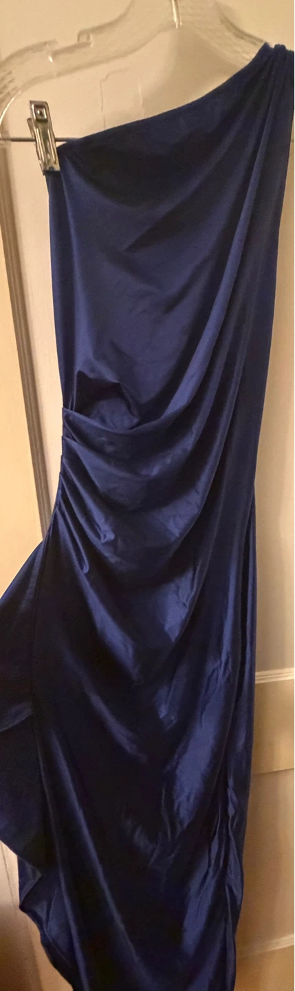 OYS Navy One-Shoulder Ruched High-Slit Maxi Dress - photo 2