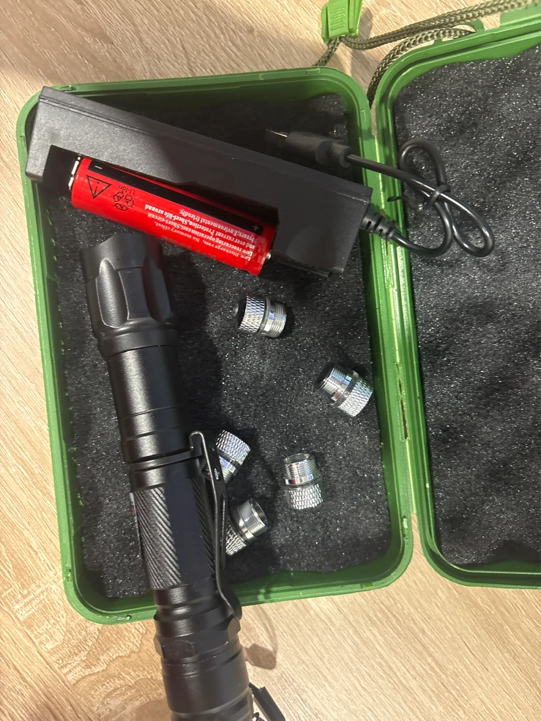 Black LED Flashlight with Multiple Heads and Charger - photo 3
