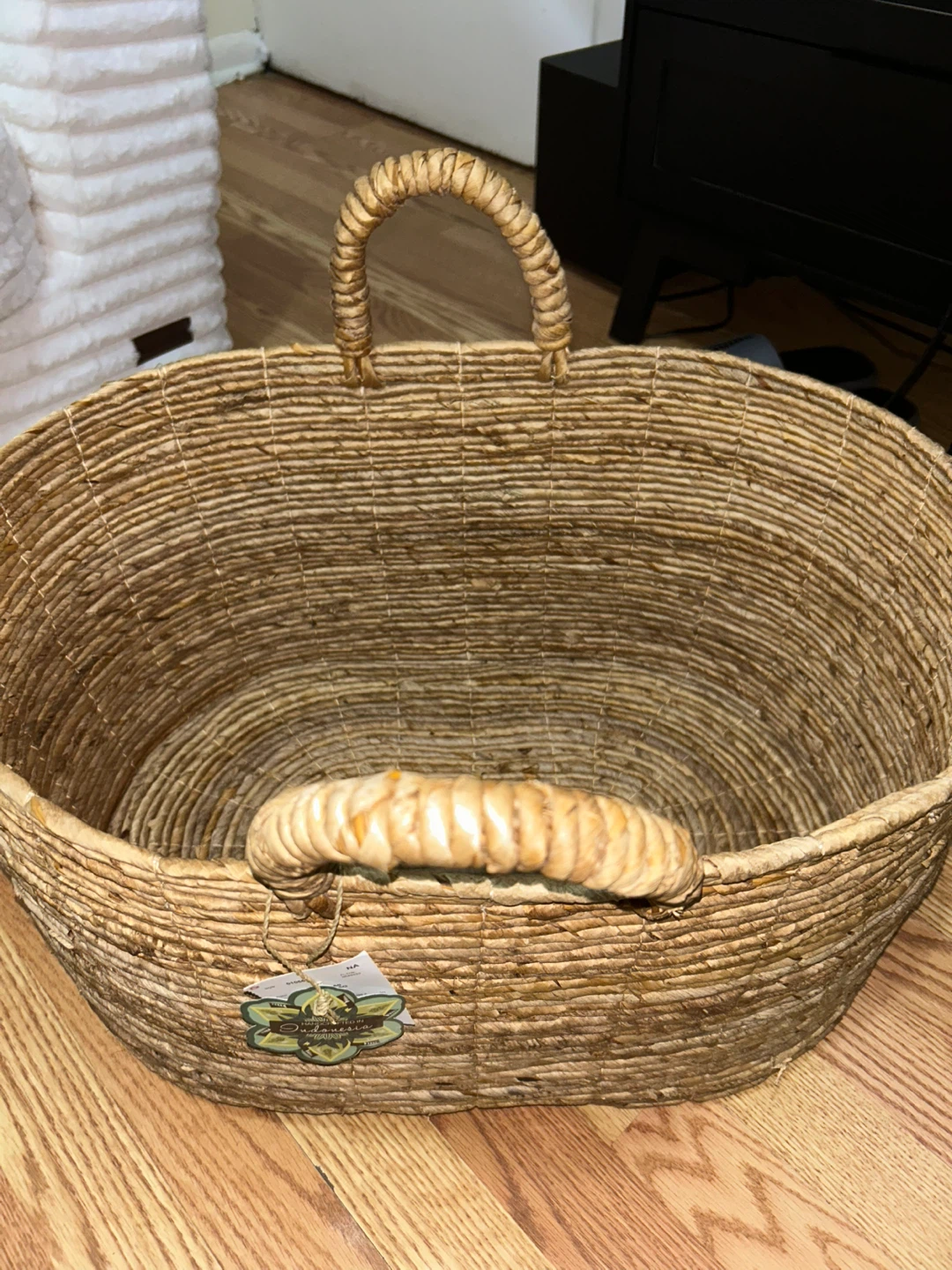 Woven Straw Basket with Handles - photo 2