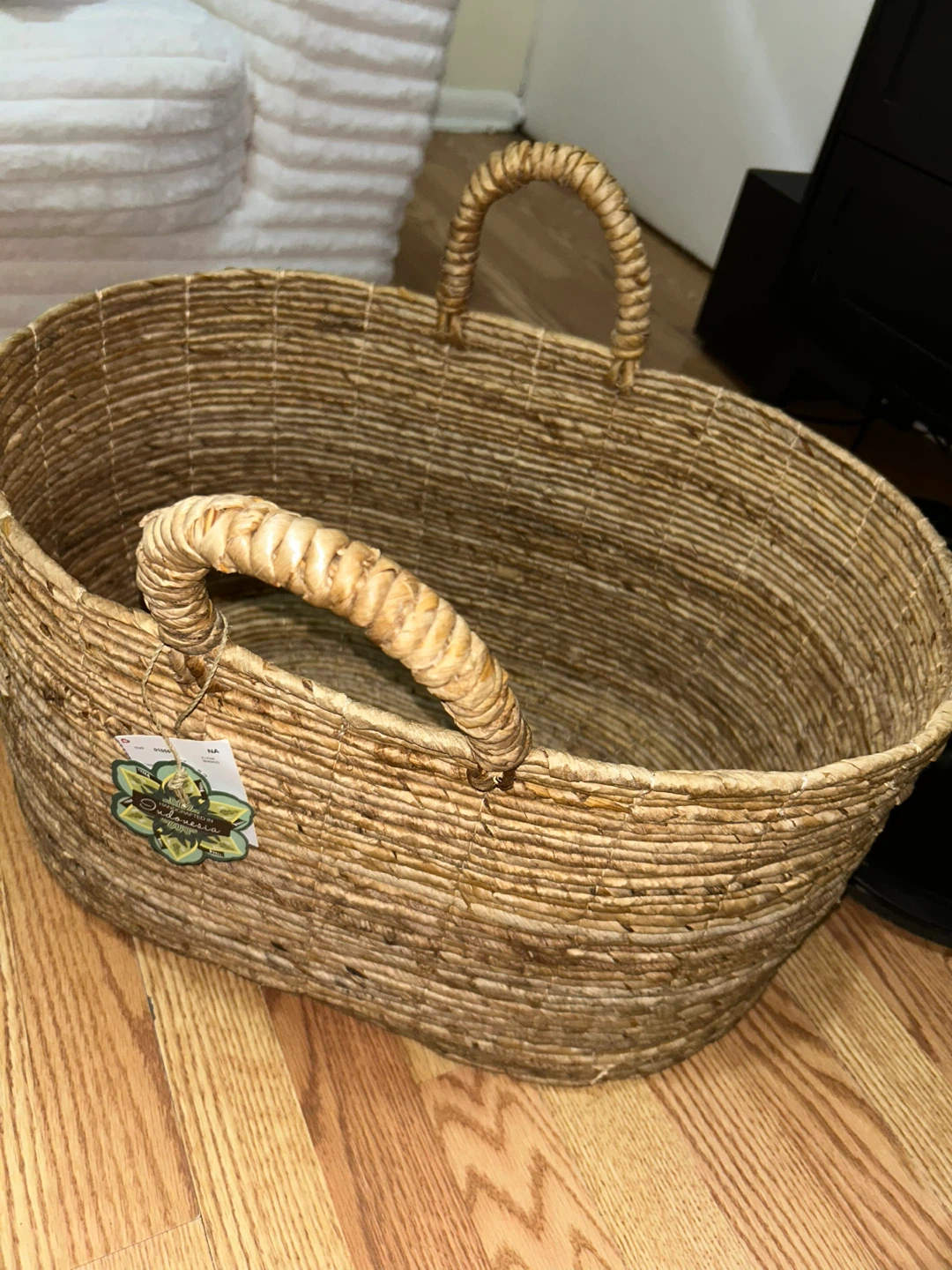 Woven Straw Basket with Handles