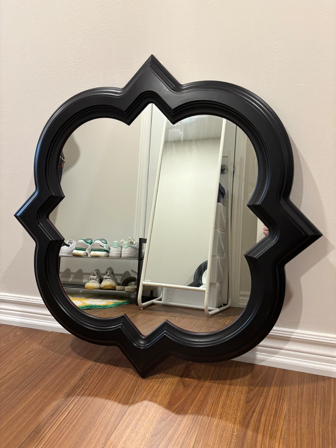 Black Quatrefoil Mirror