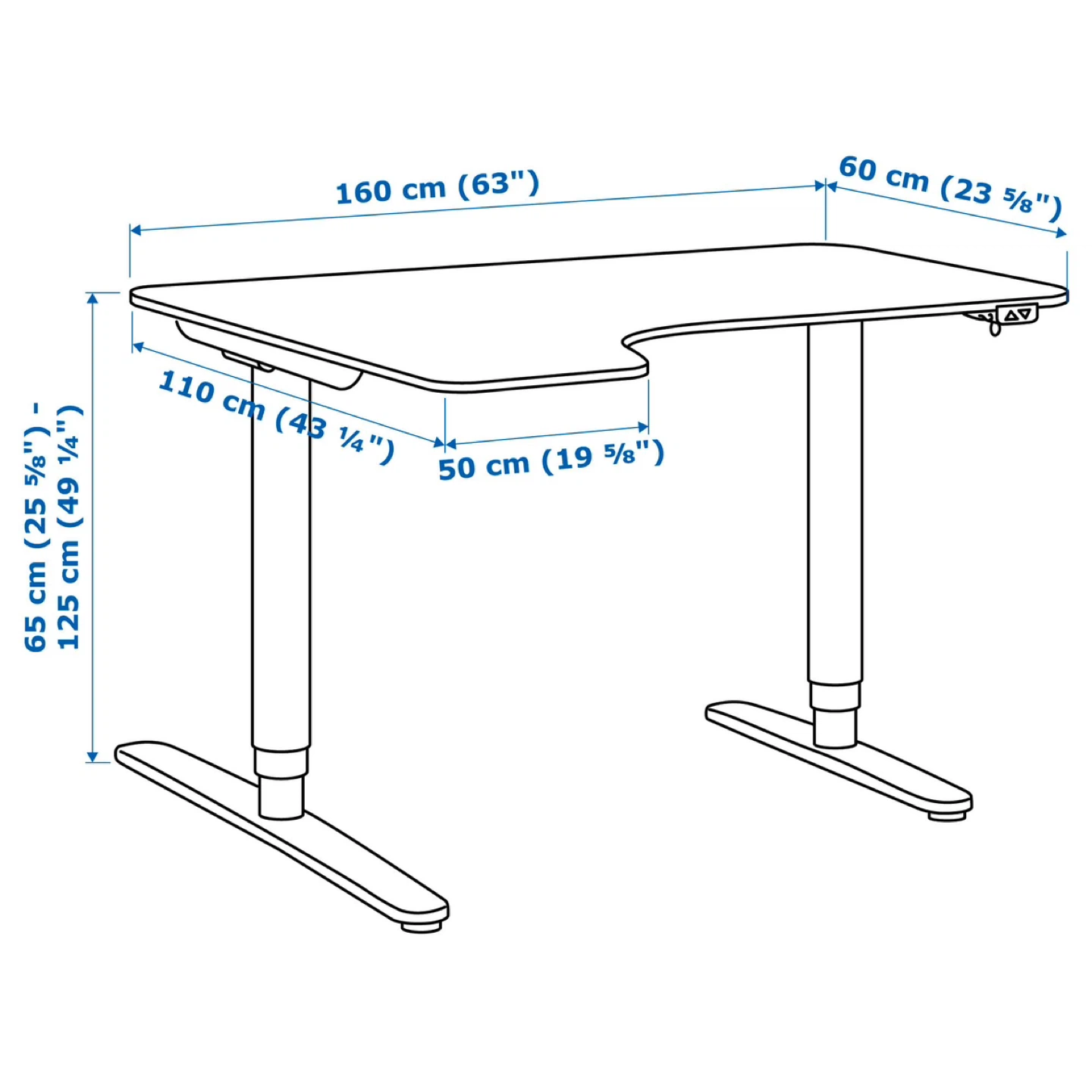 Manual Adjustable Standing Desk - White - photo 3